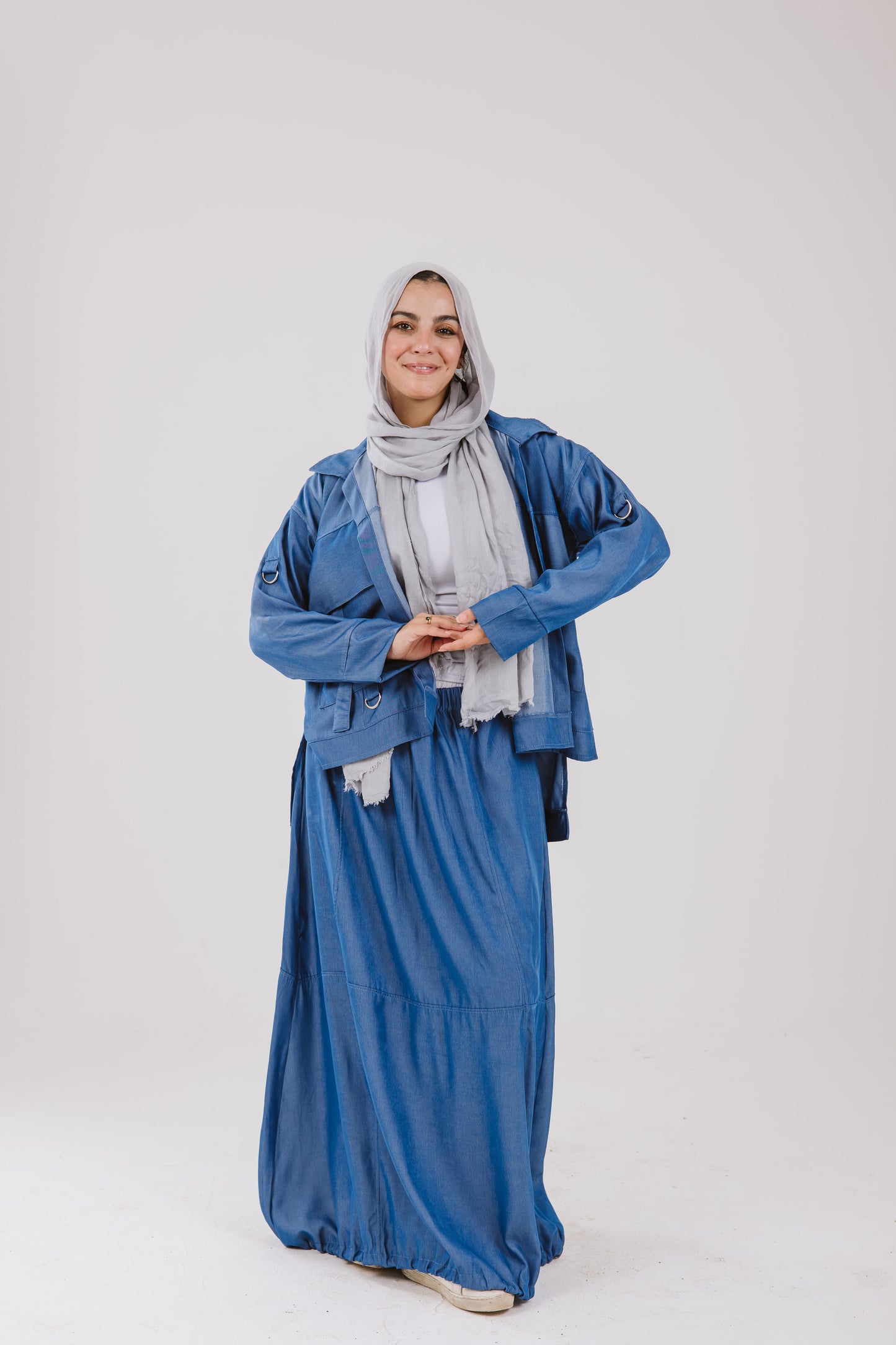 Parachute Skirt Set in Denim Blue