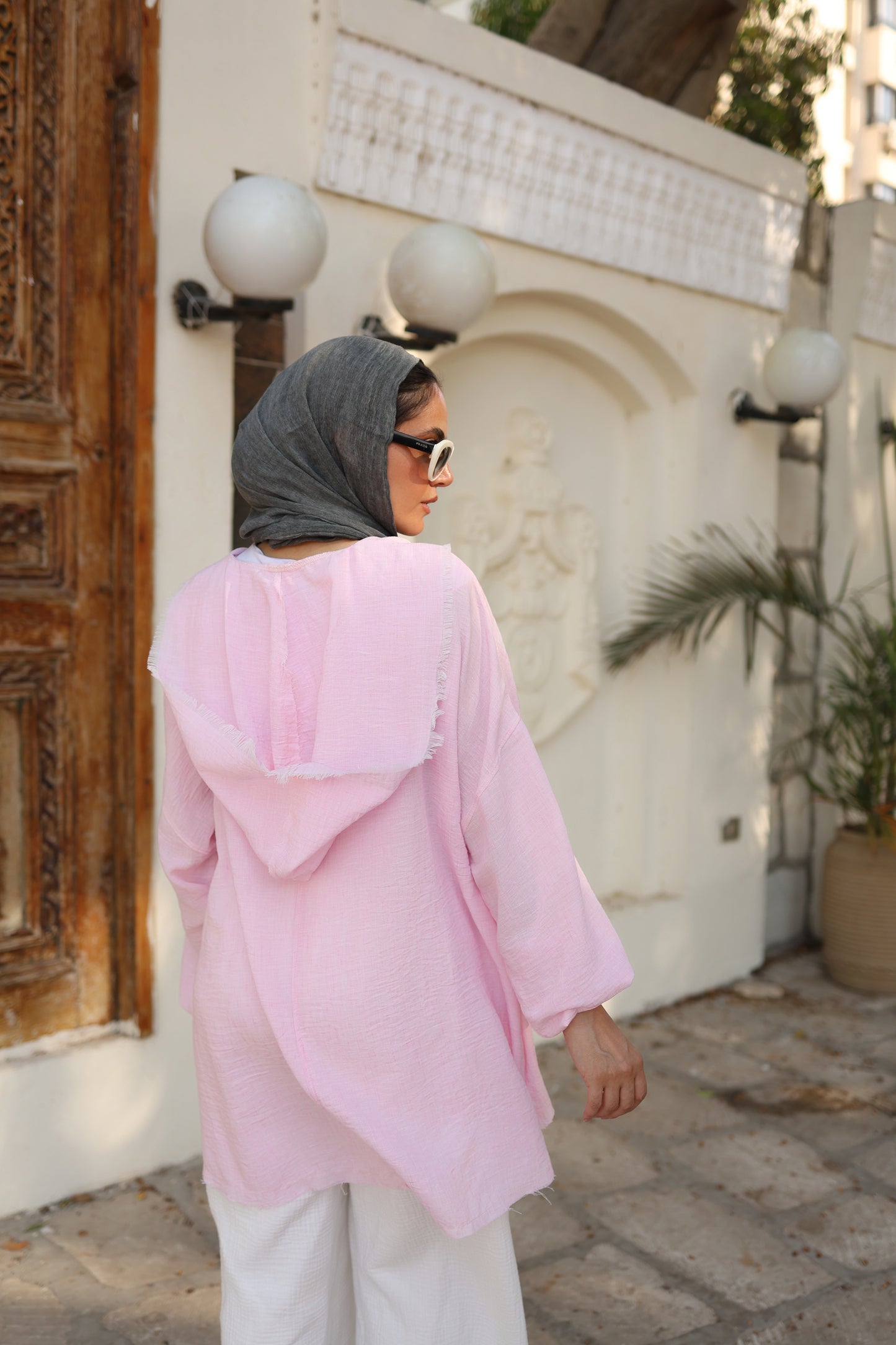 Flowy Linen Top in Powder Pink