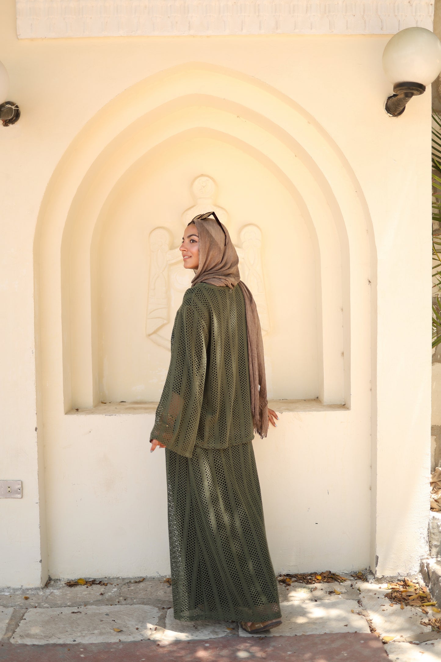 Knittned Skirt Set in Olive