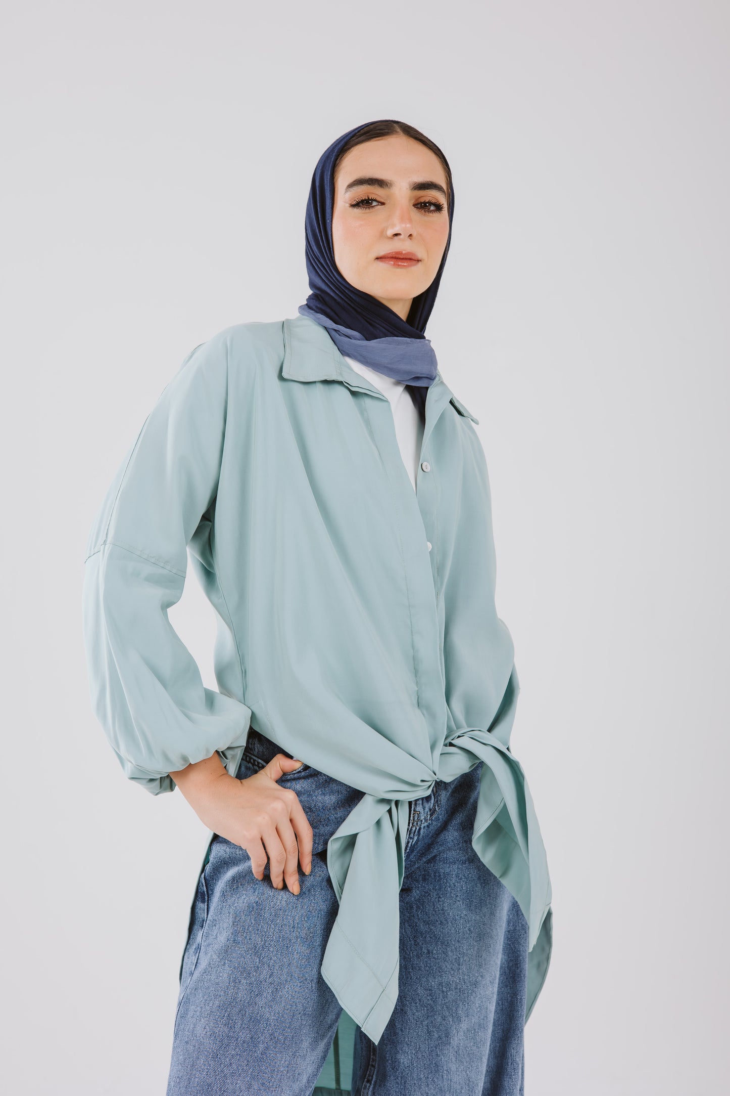 Puffy Sleeves Shirt in in Mint