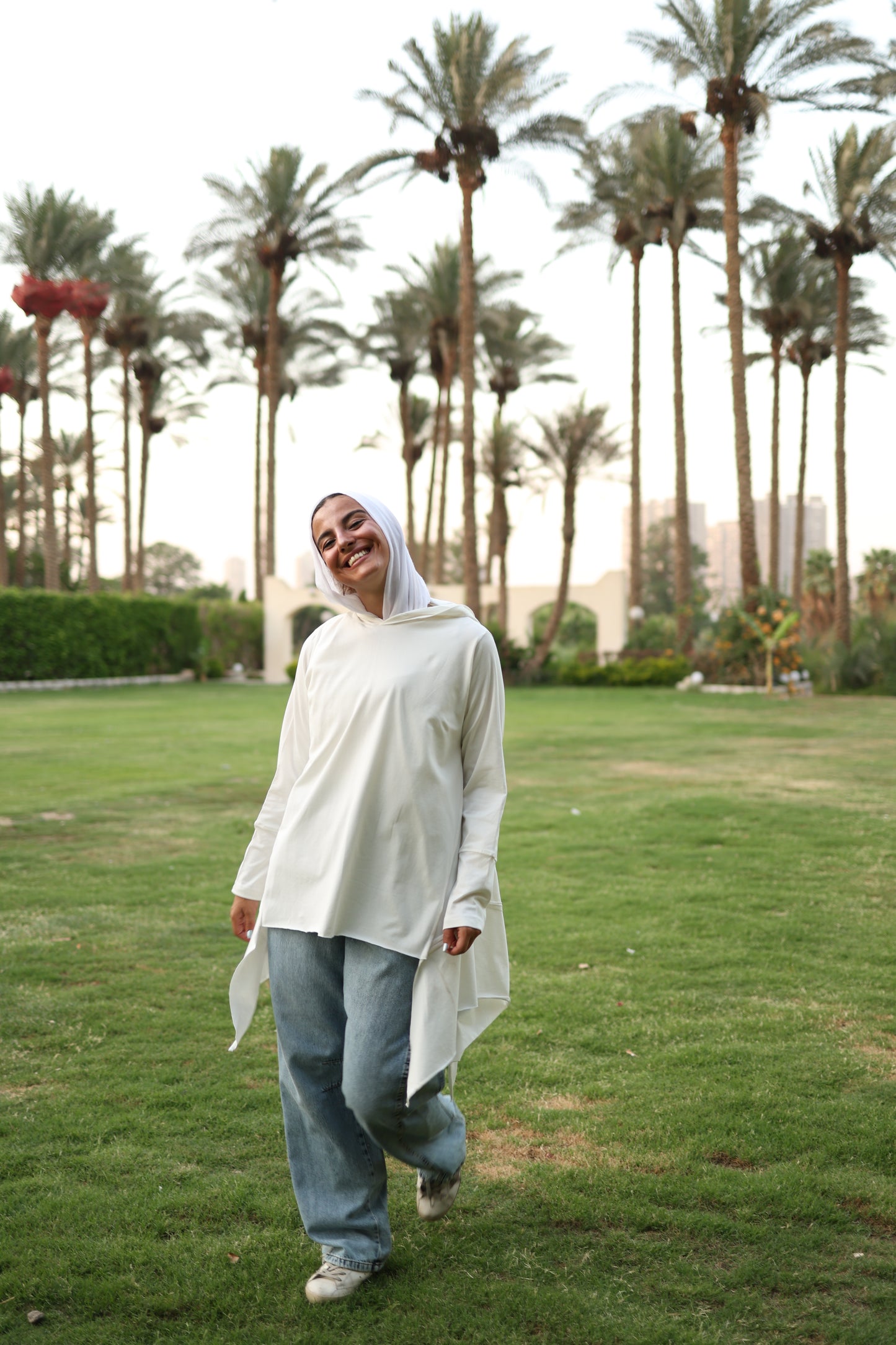 Stitches Side Cotton Top in White