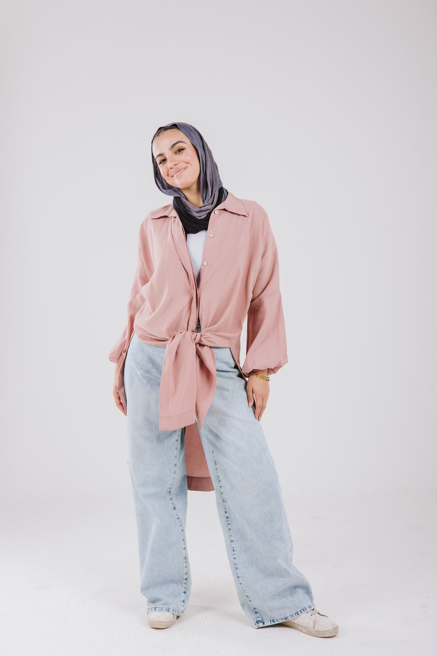 Puffy Sleeves Shirt in Dusty Pink
