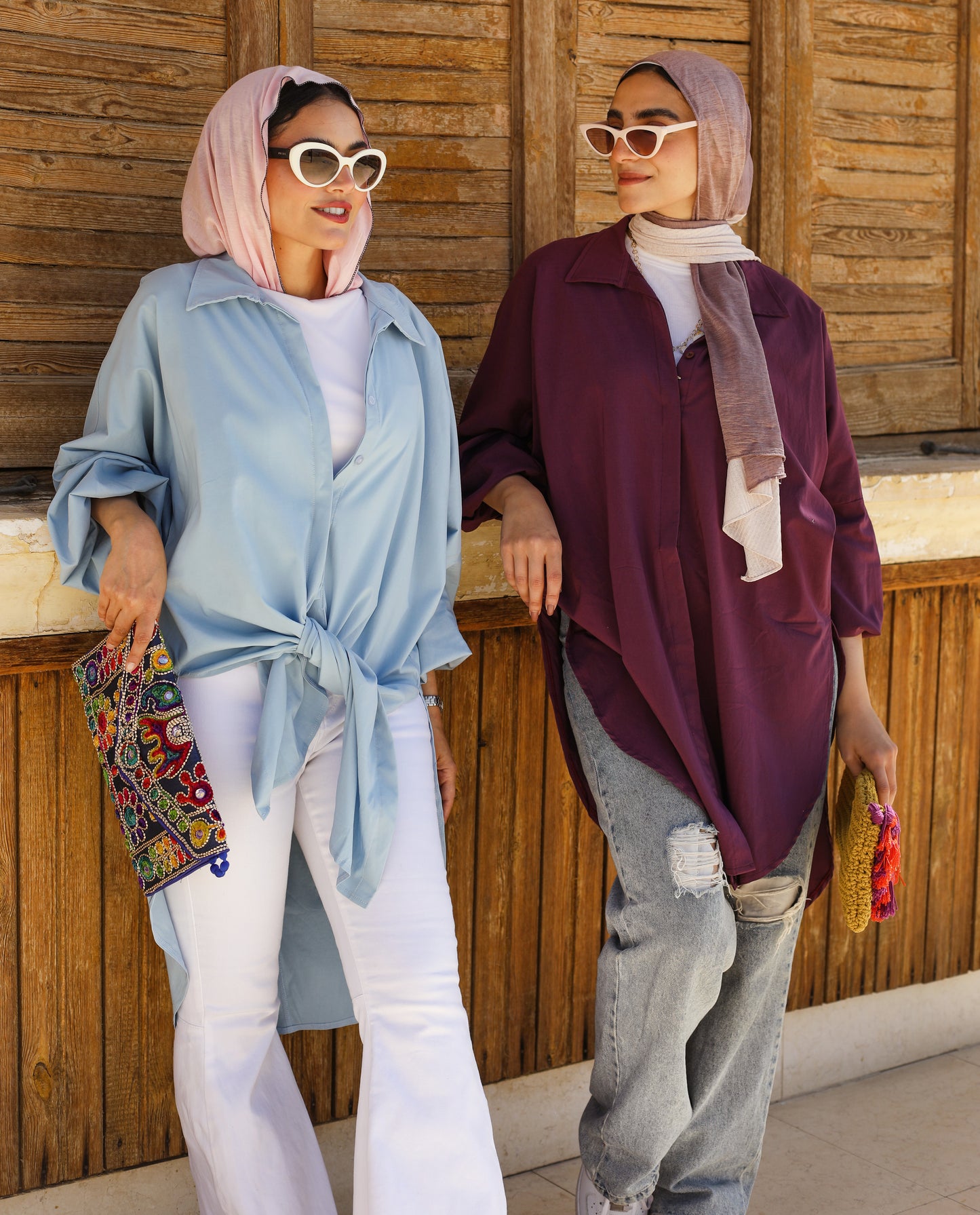 Puffy Sleeves High Low Shirt in Baby Blue