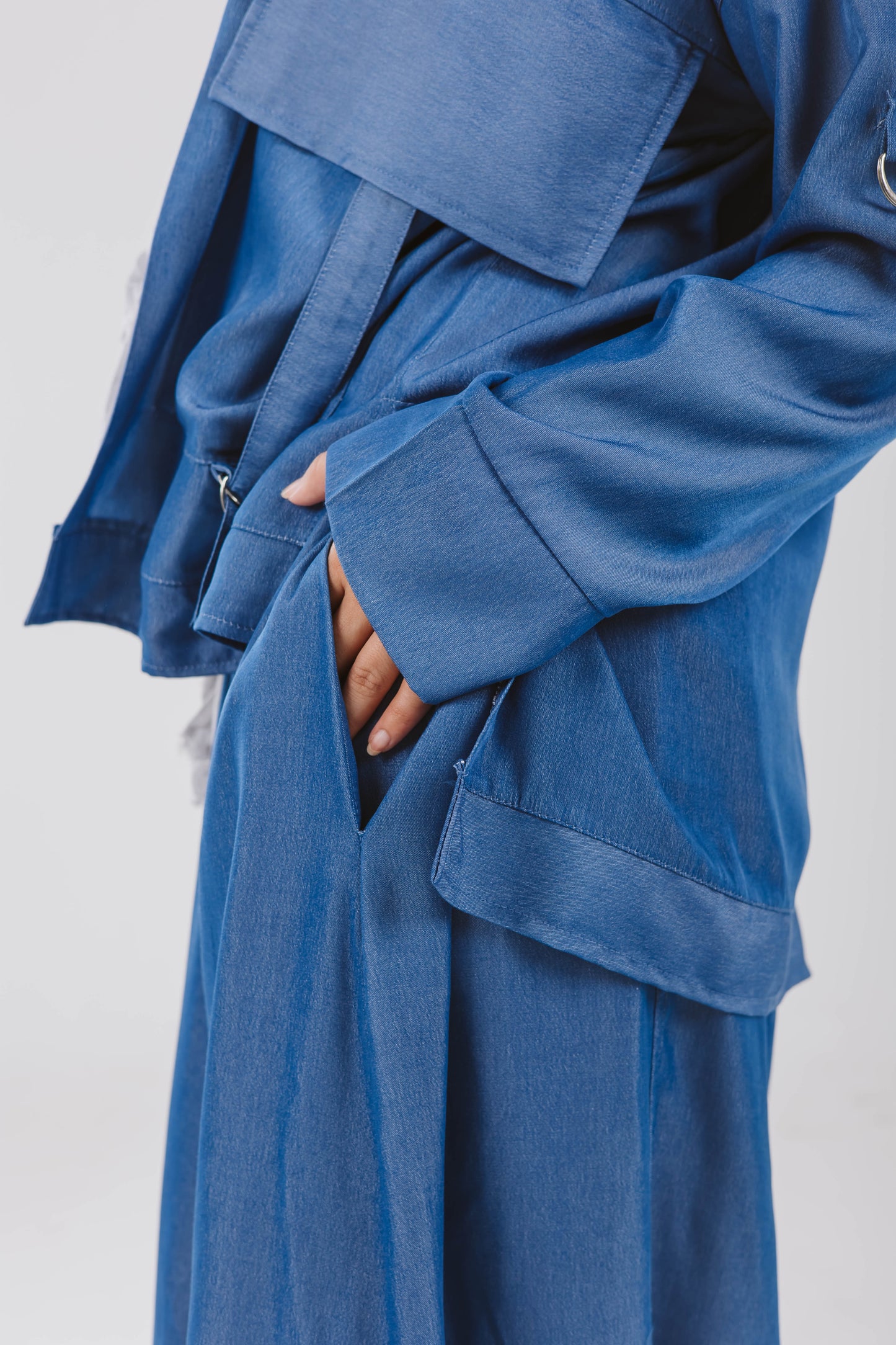 Parachute Skirt Set in Denim Blue
