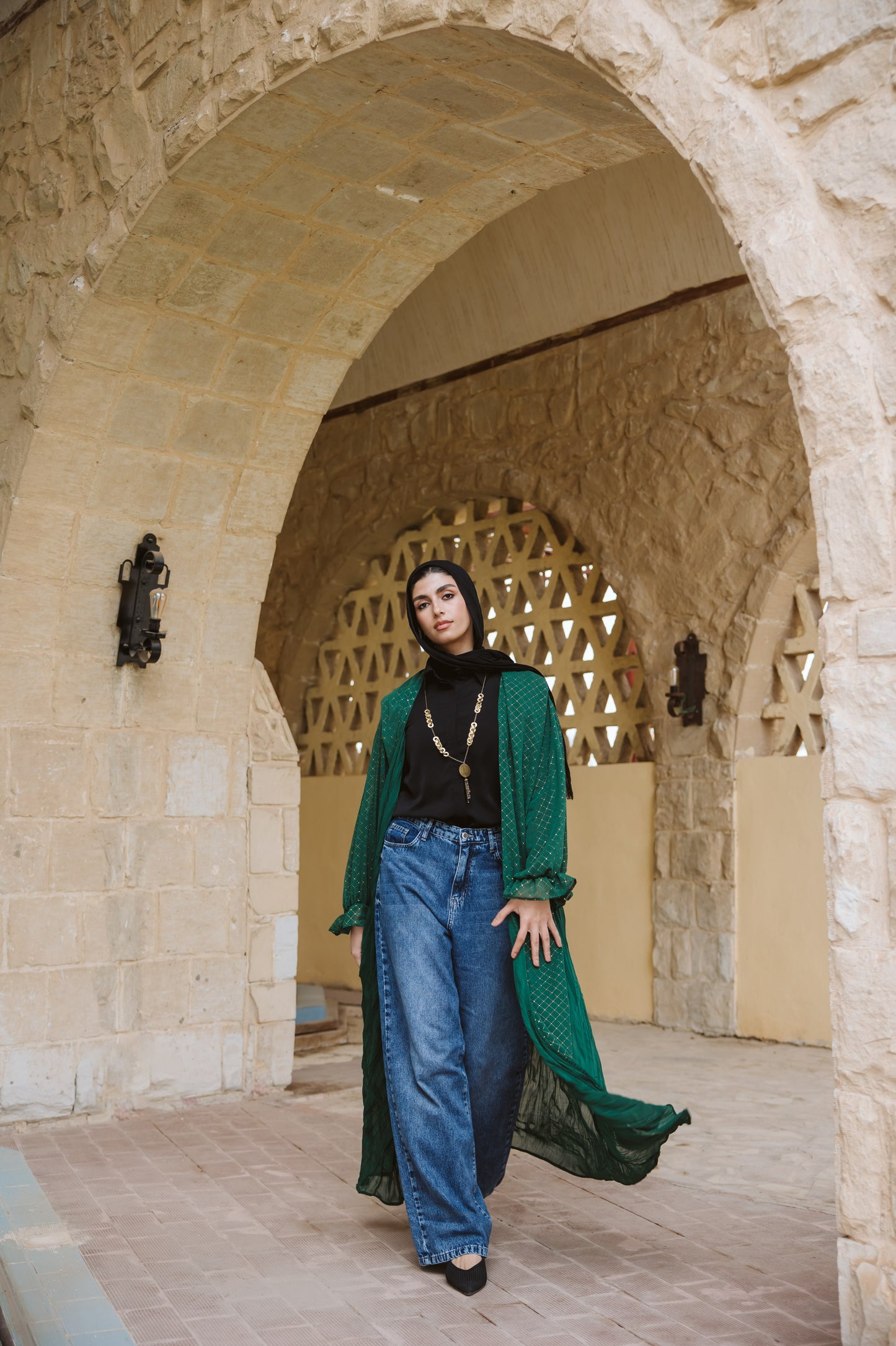 Sahar Kaftan in Emerald Green