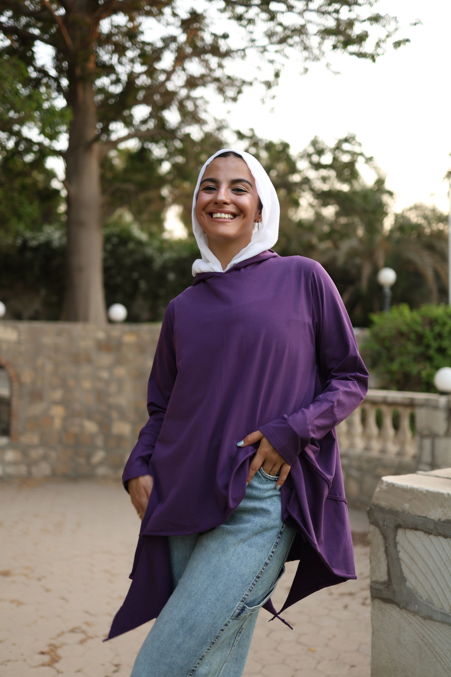 Stitches Side Cotton Top in Purple