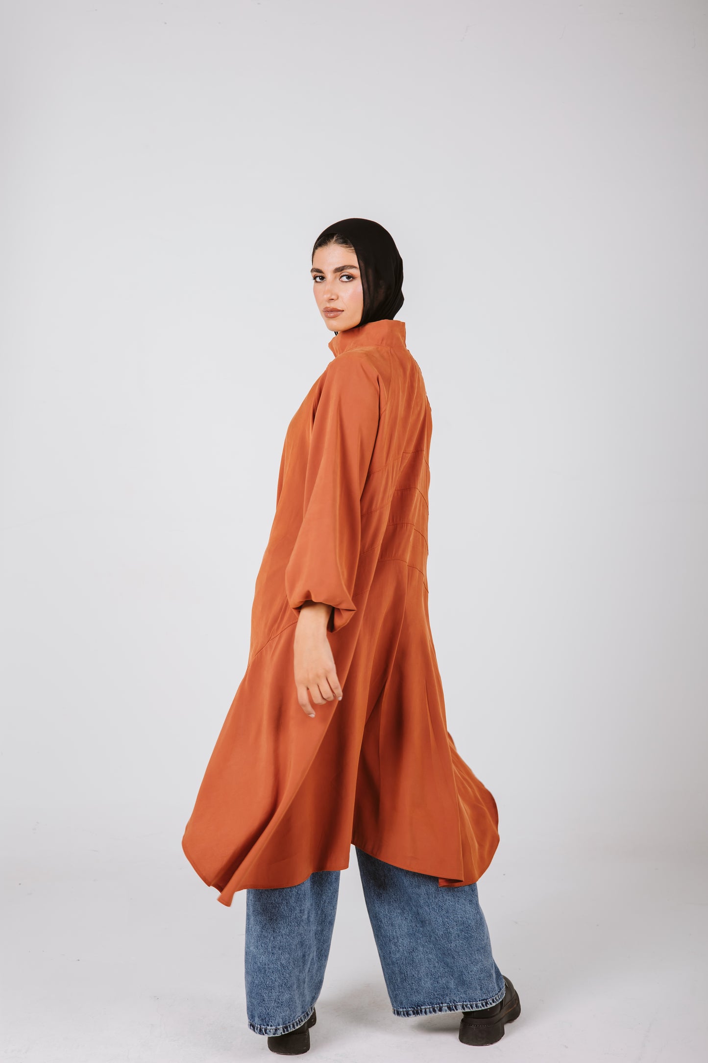 Asymmetrical Back Stripes Top in Brick