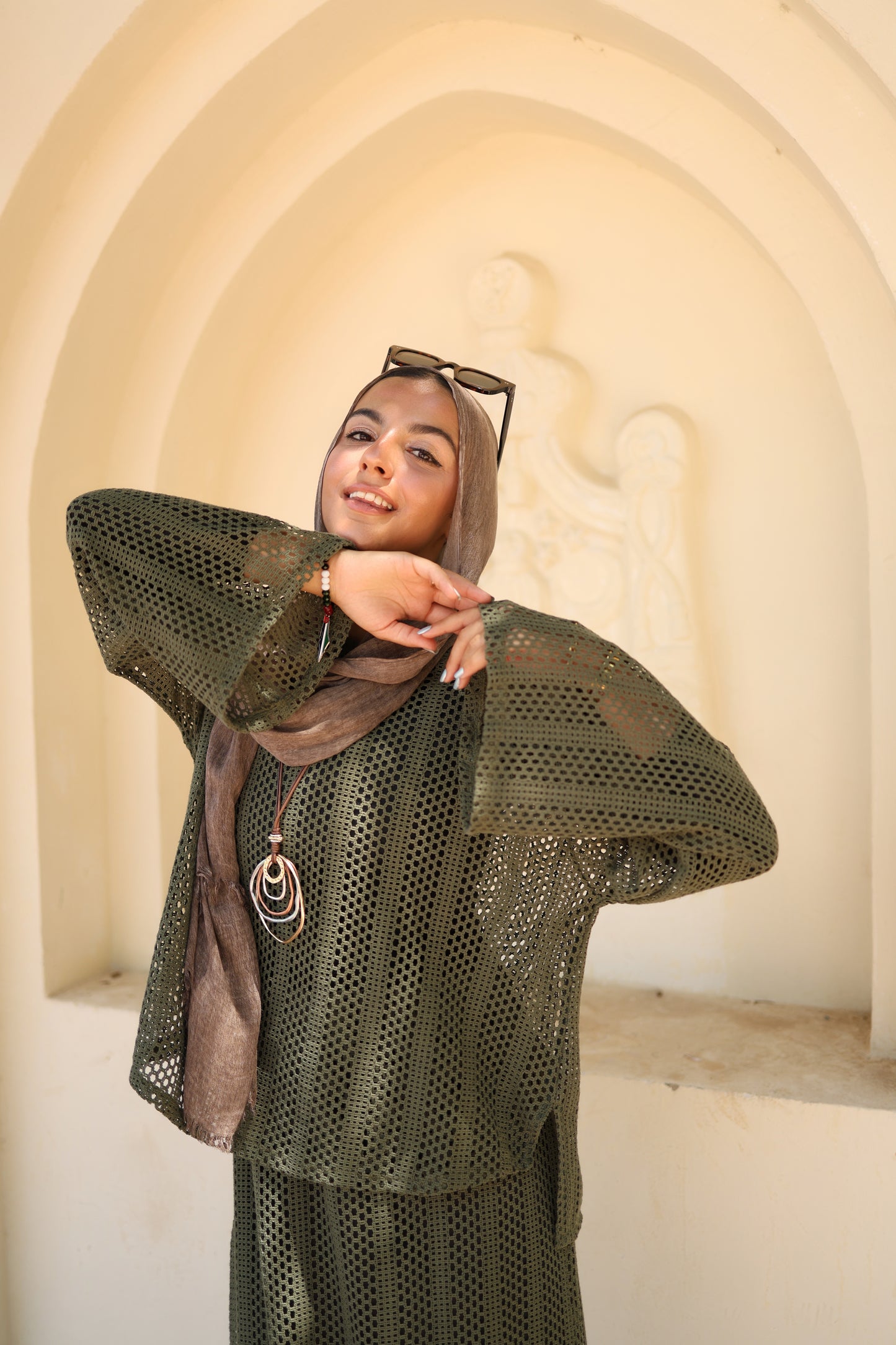 Knittned Skirt Set in Olive