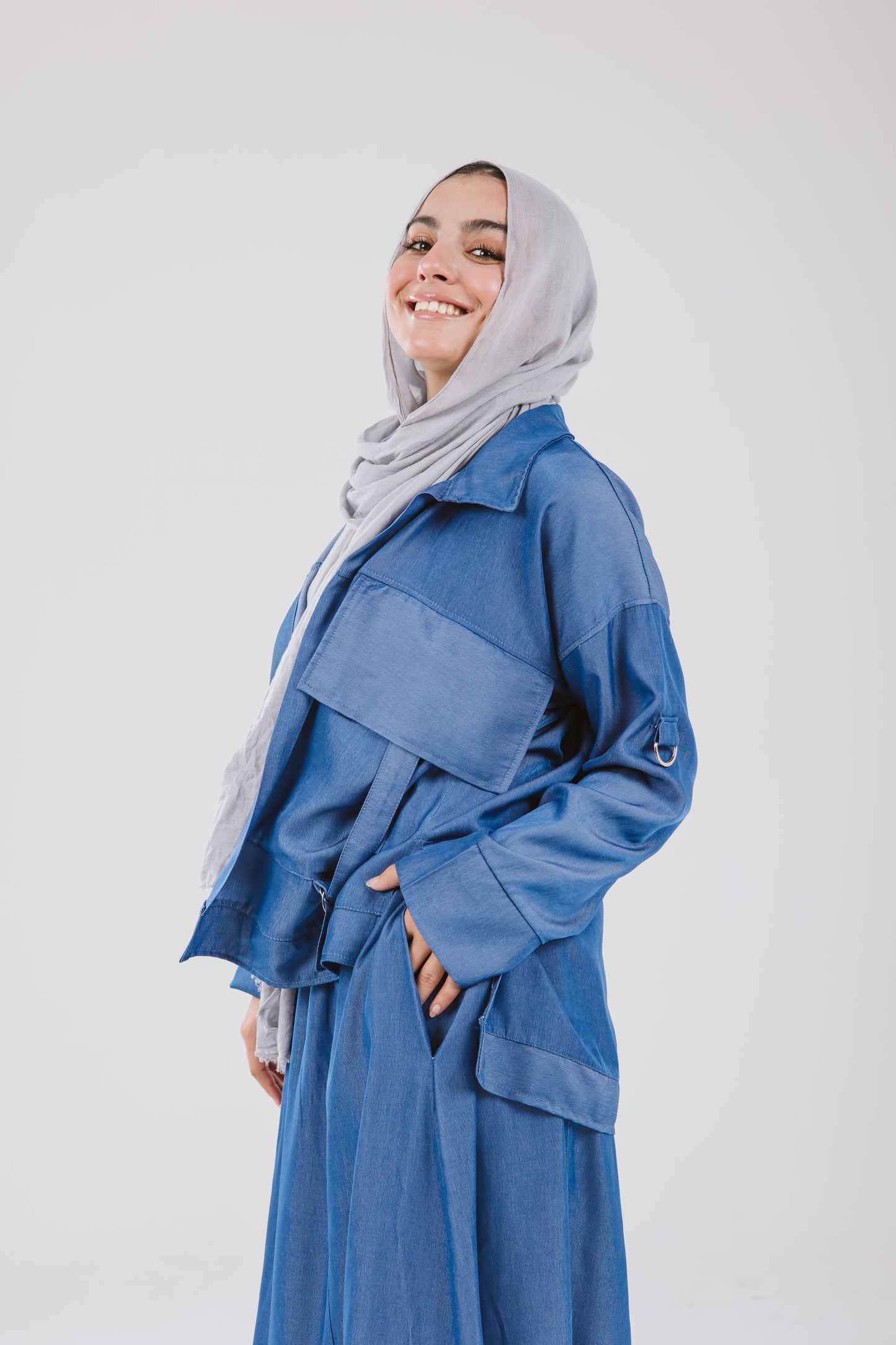 Parachute Skirt Set in Denim Blue