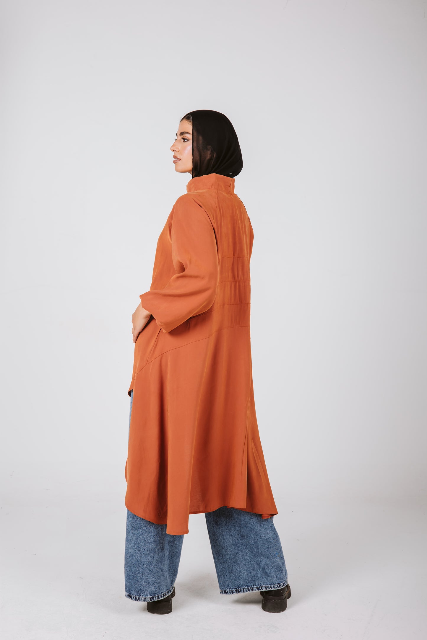 Asymmetrical Back Stripes Top in Brick