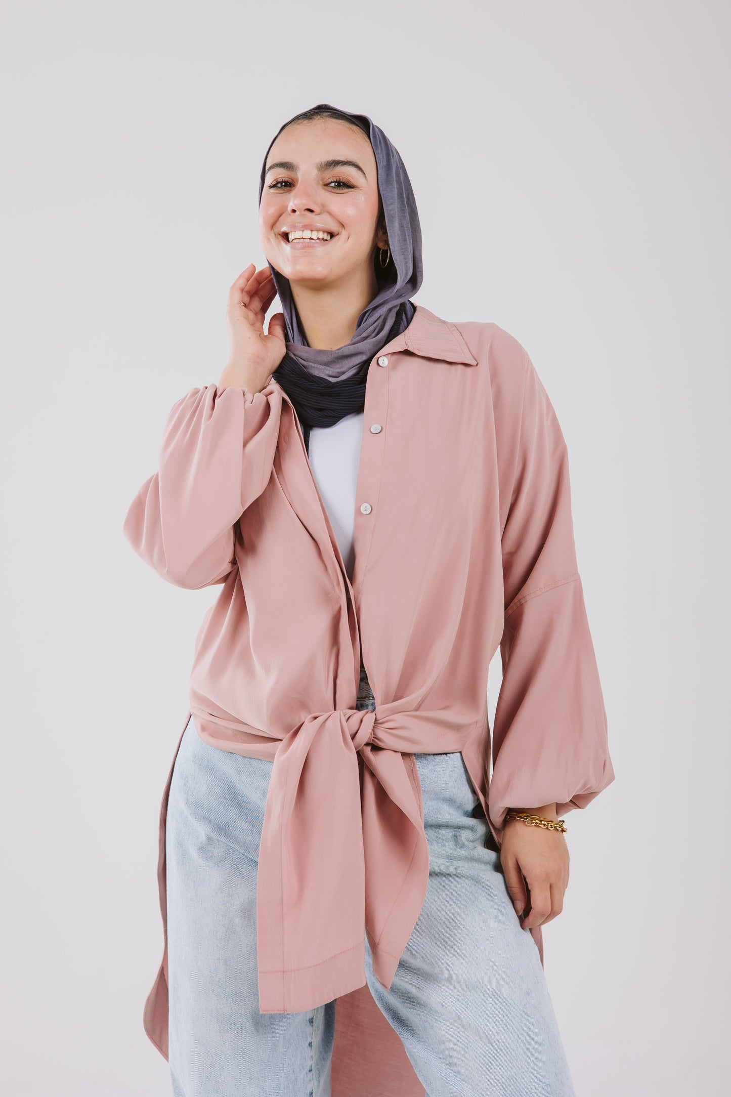 Puffy Sleeves Shirt in Dusty Pink