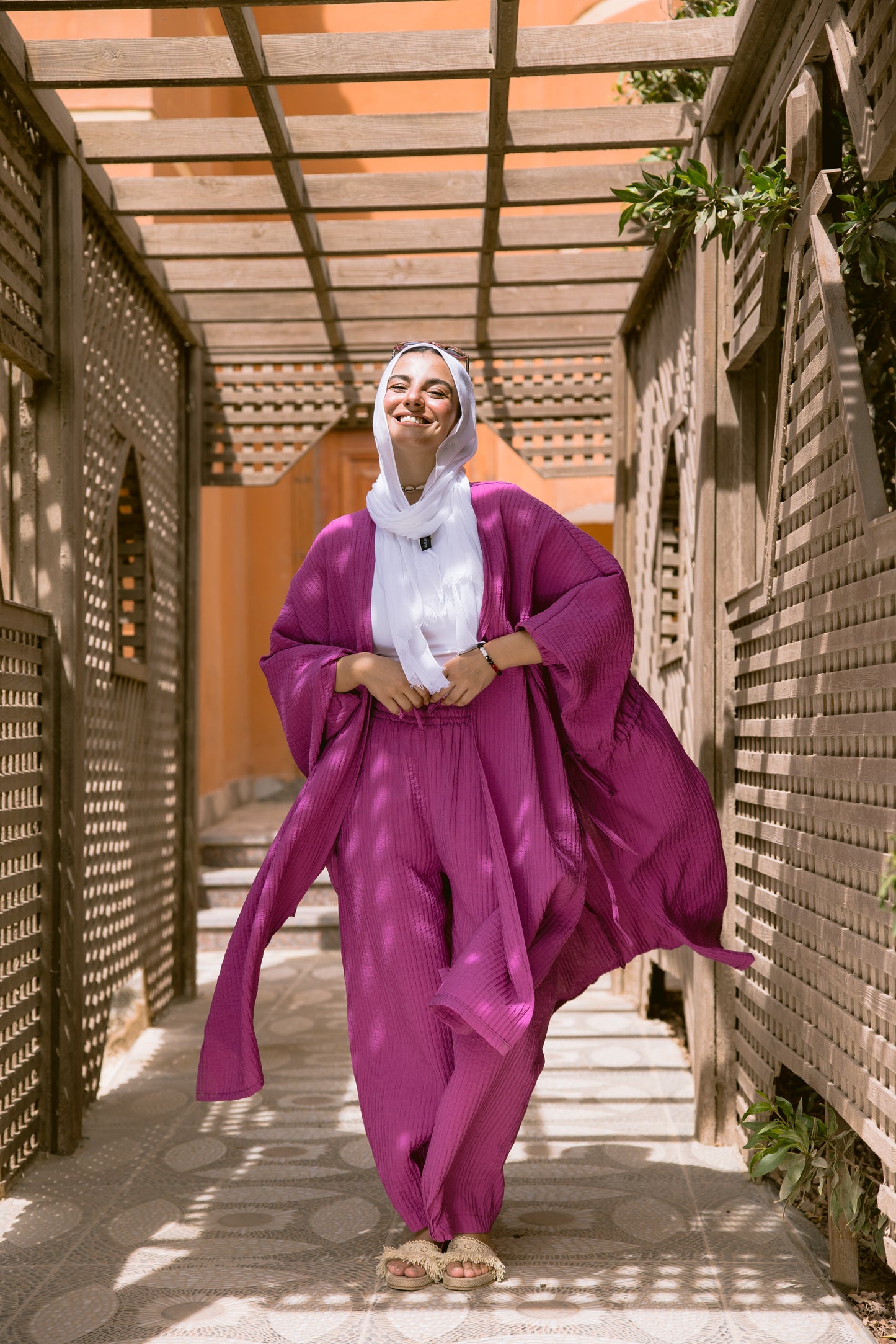 Puffy Sleeves Pleated Set in Mulberry