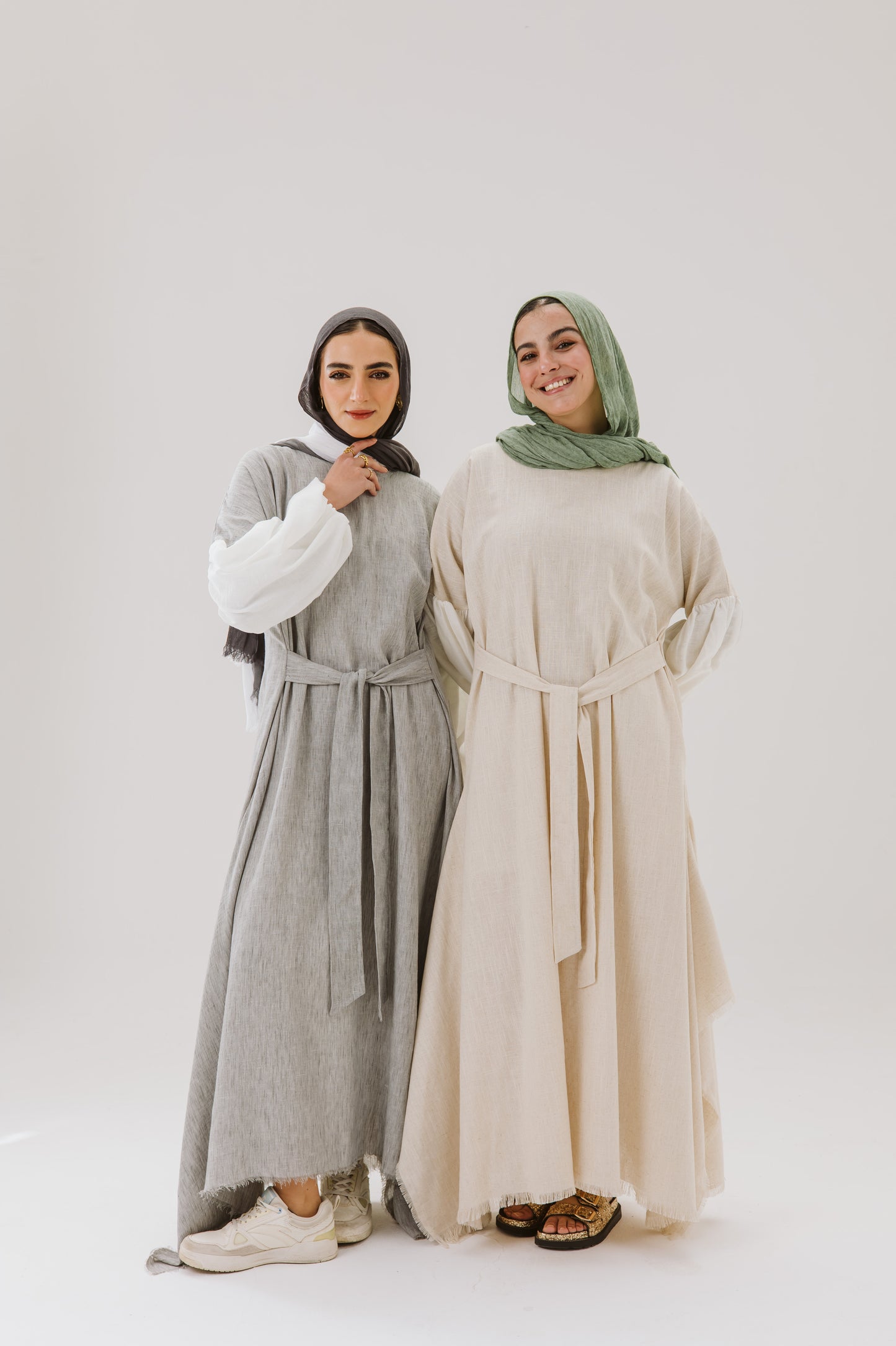 Asymmetrical Linen Wrap Dress in Grey