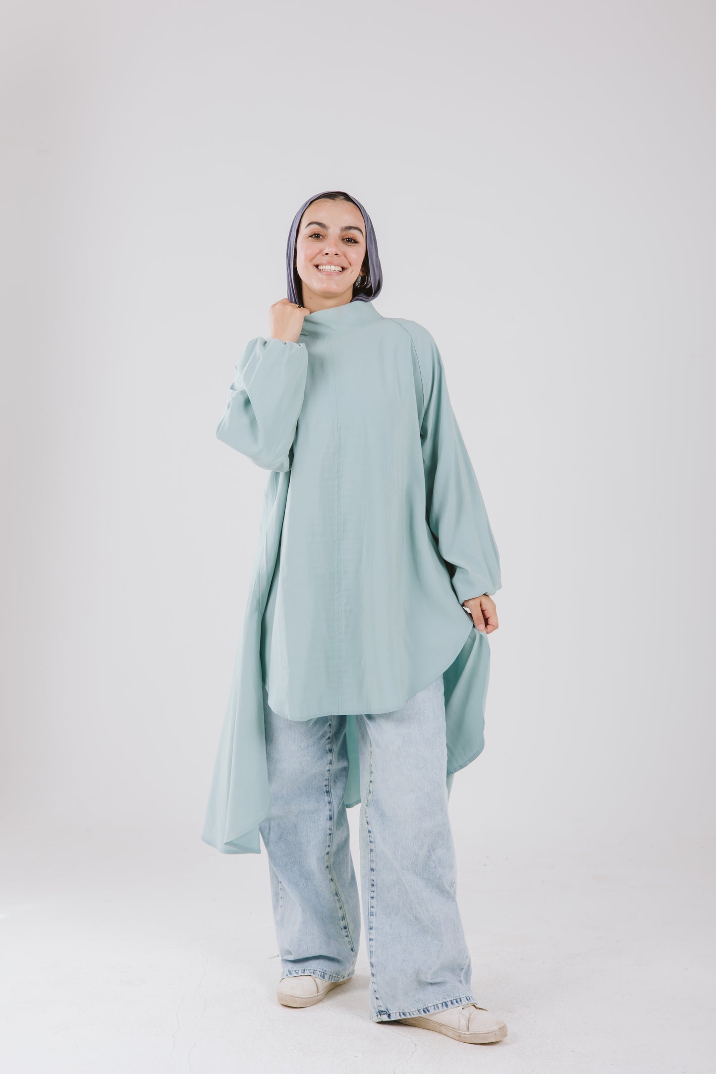 Puffy Sleeves Back Stripes Top in Mint