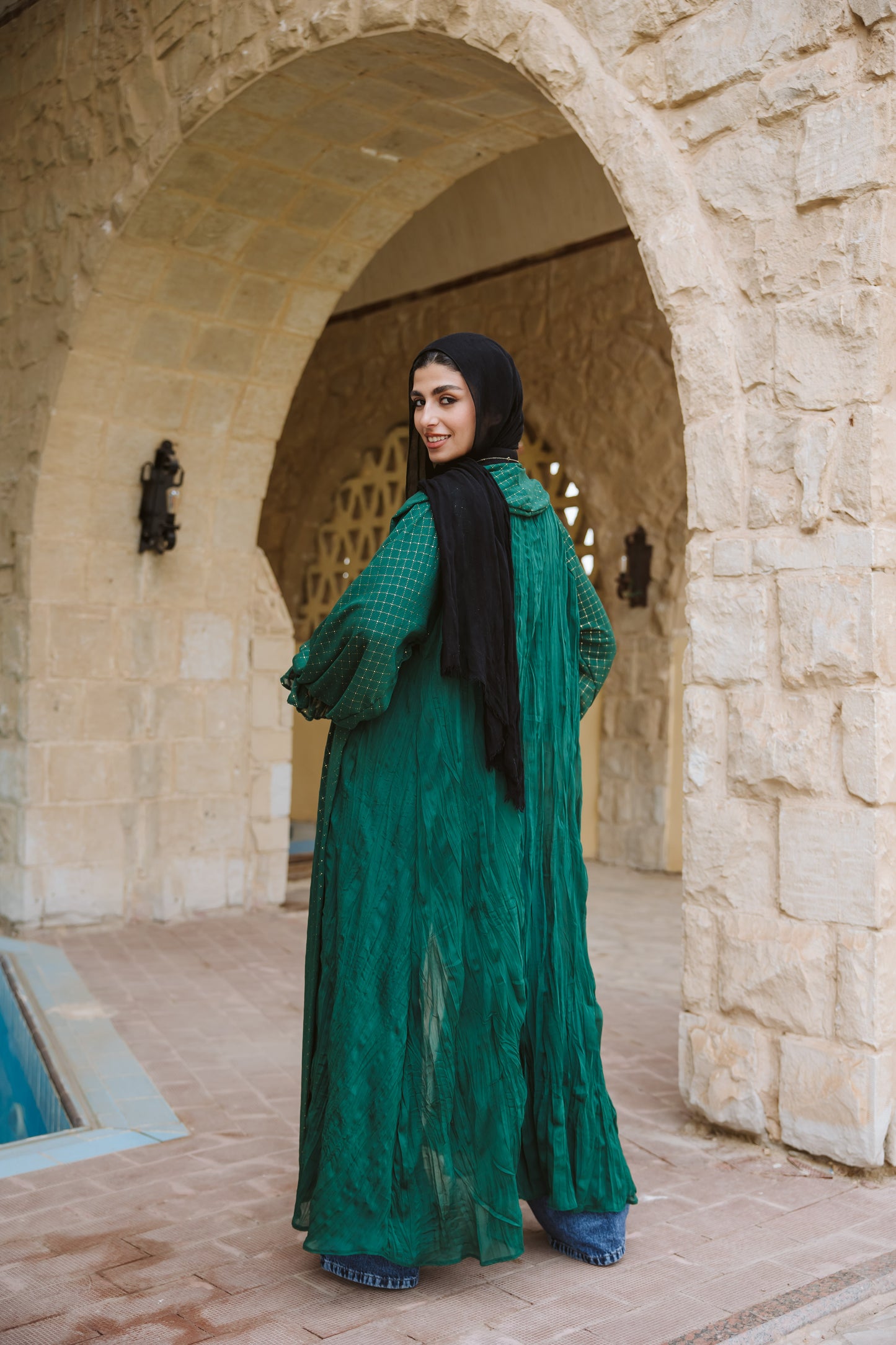 Sahar Kaftan in Emerald Green