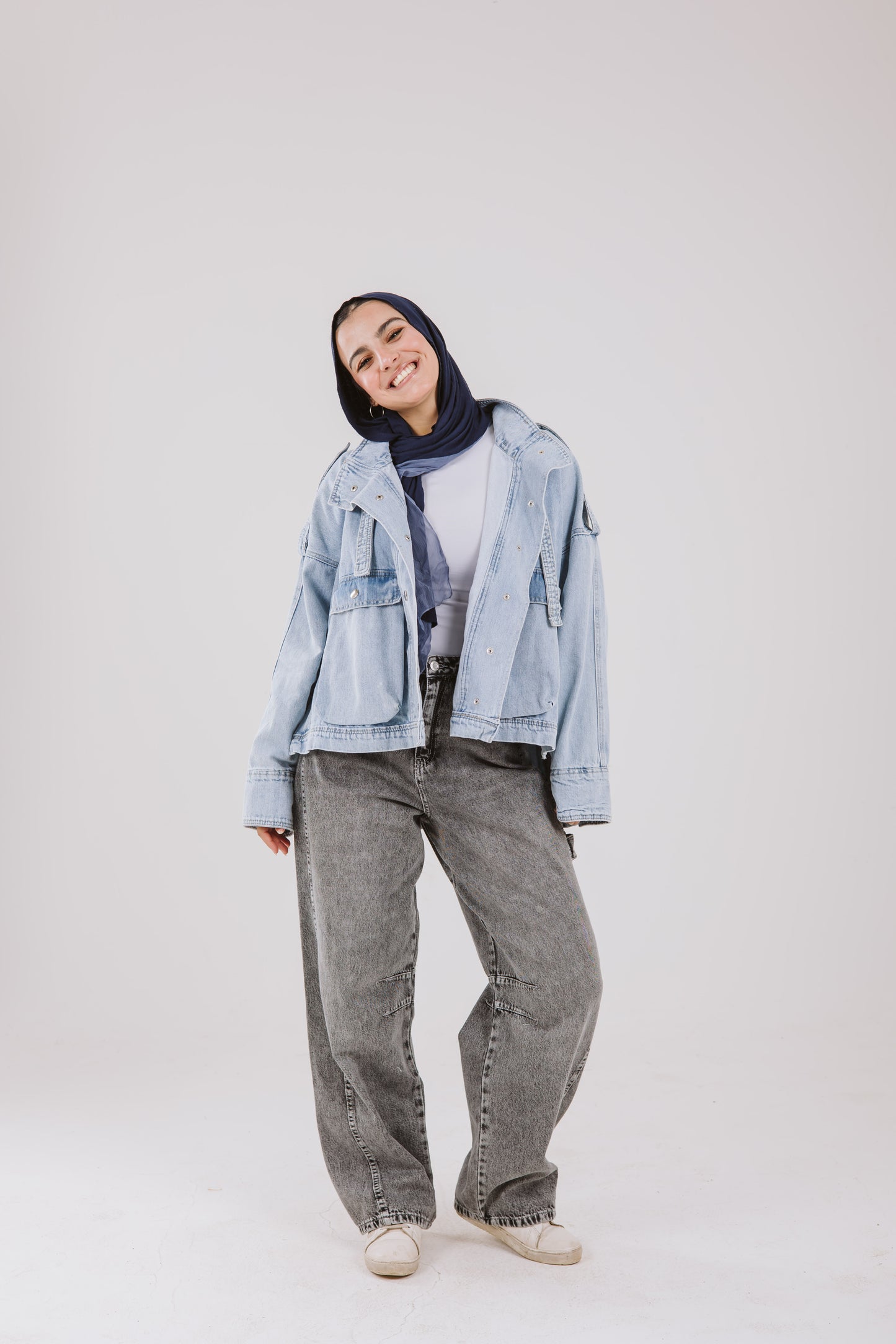 Pockets Denim High Low Jacket