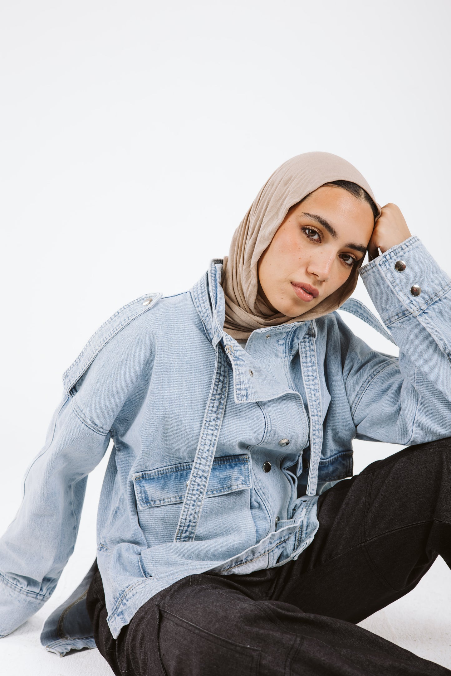 Pockets Denim High Low Jacket