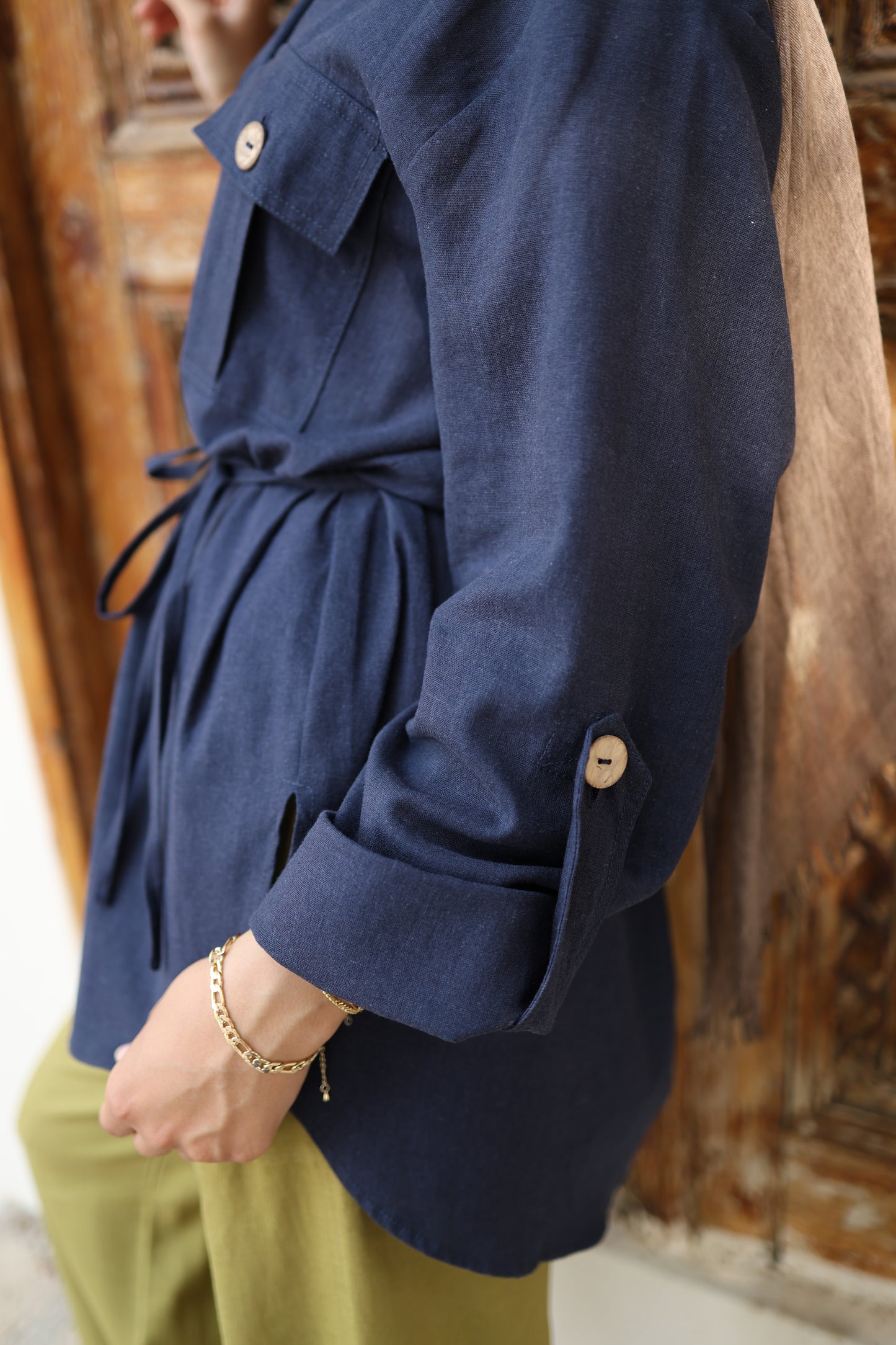 Pockets Linen Shirt in Navy