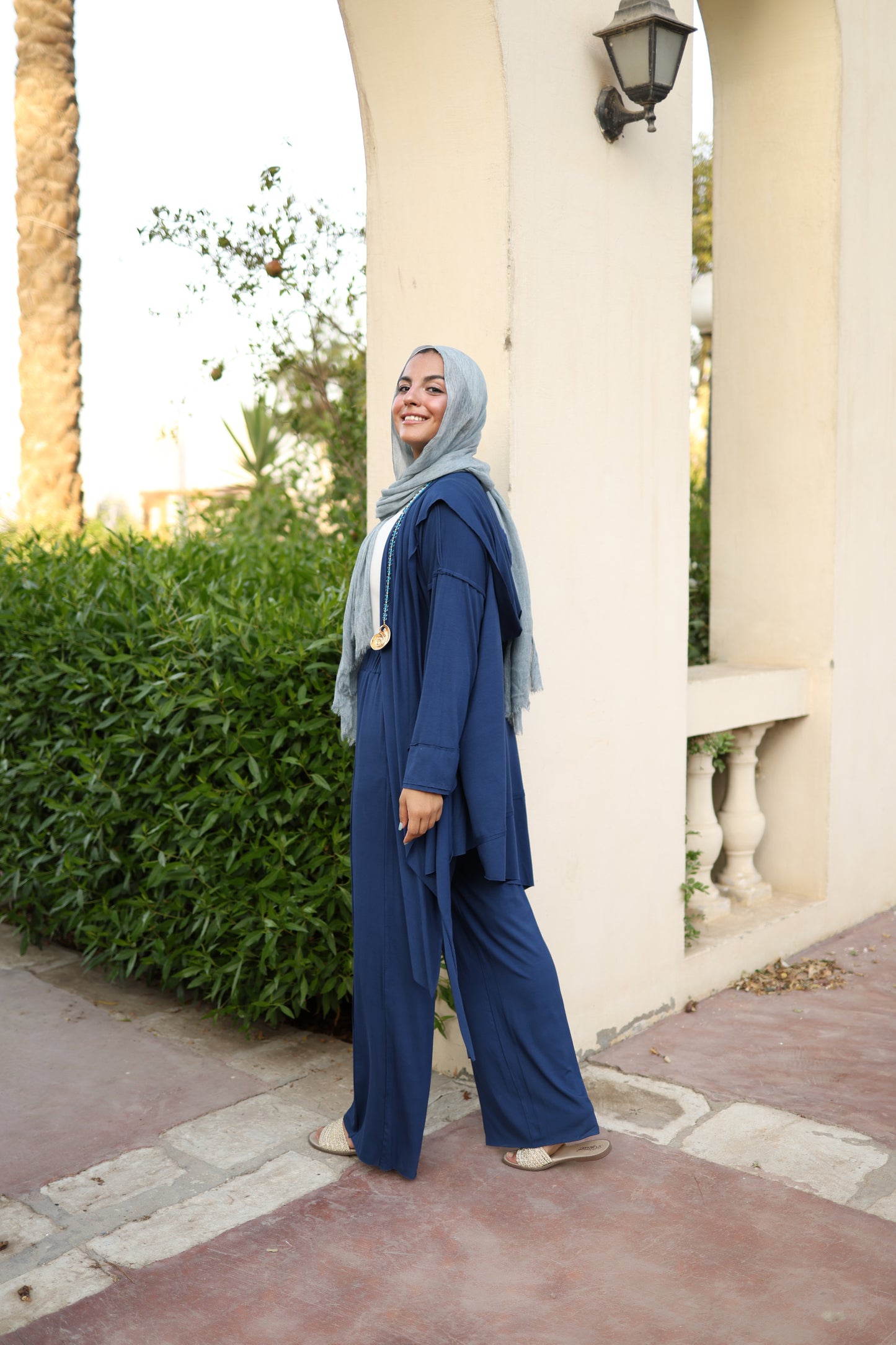 Asymmetrical Wrap Set in Navy Blue