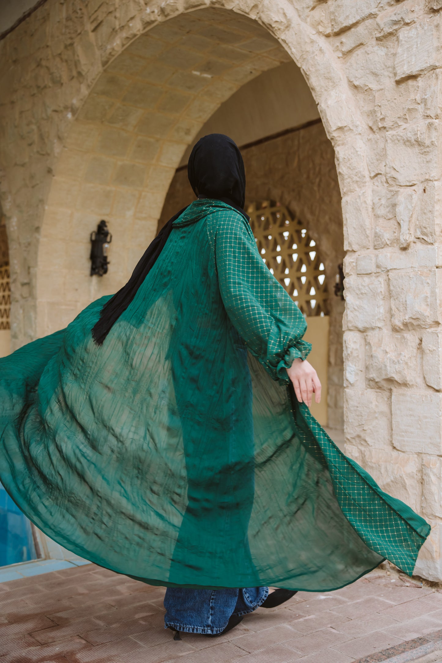 Sahar Kaftan in Emerald Green