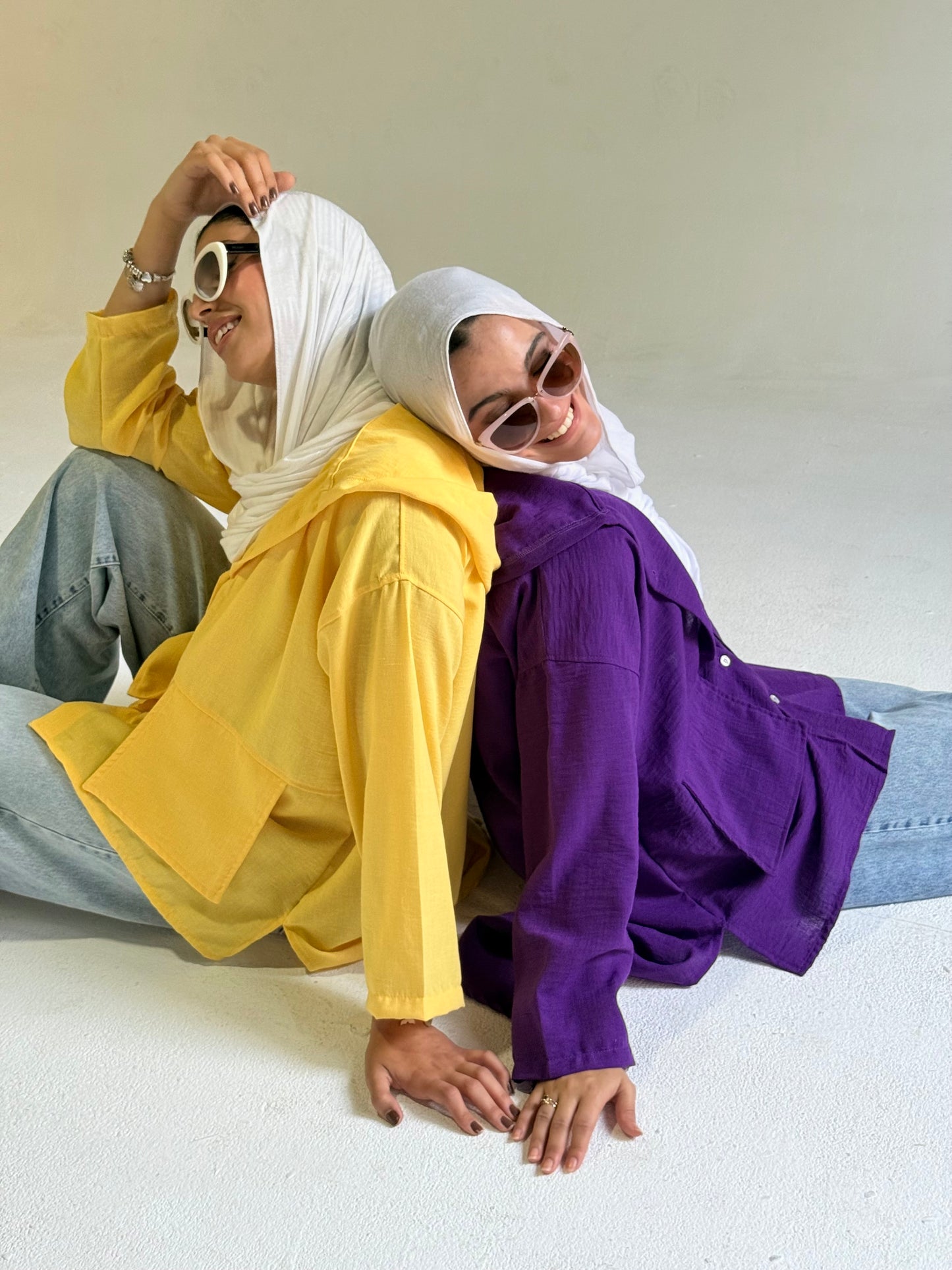 Hoodie High Low Pockets Shirt in Yellow