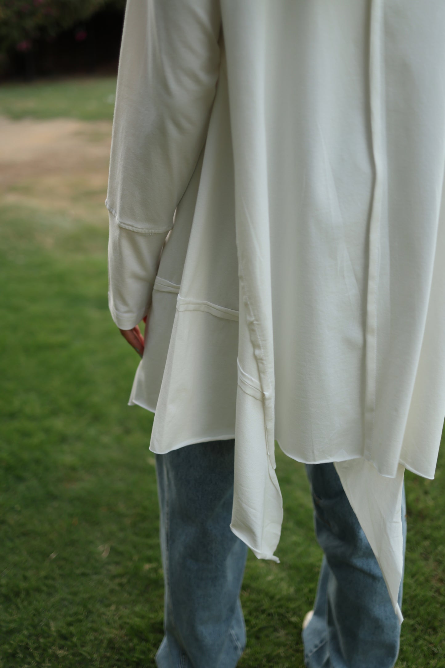 Stitches Side Cotton Top in White