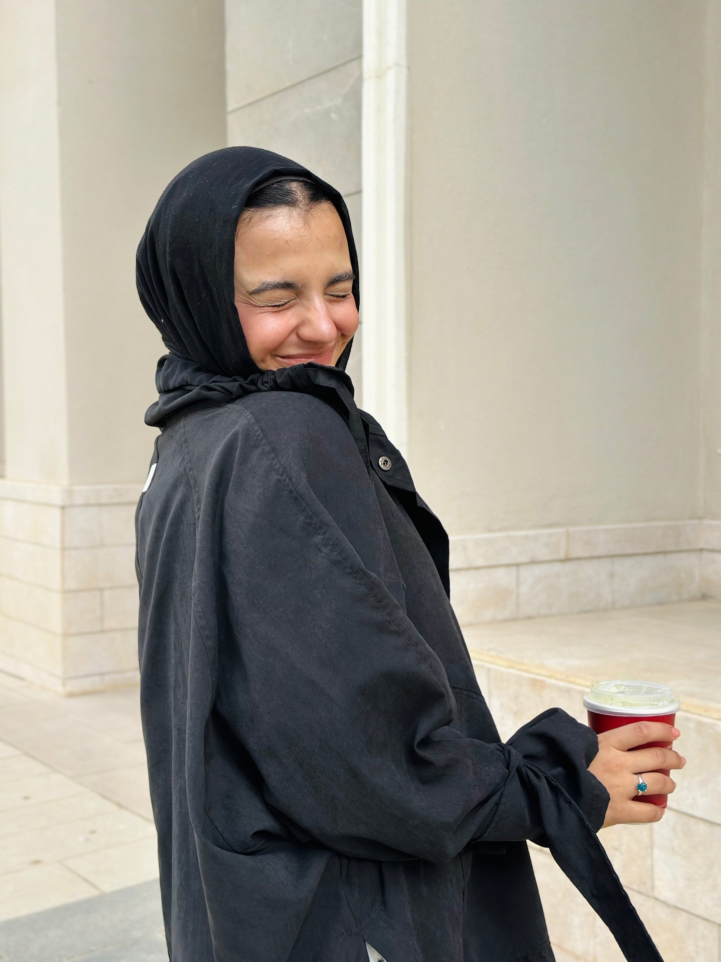 High Low oversized Jacket in Black