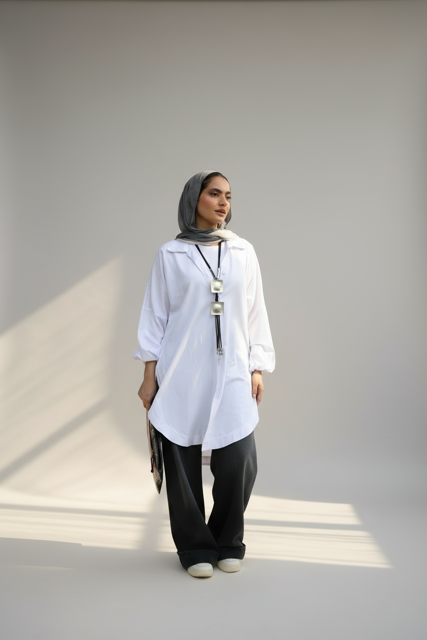 Puffy Sleeves Shirt in White