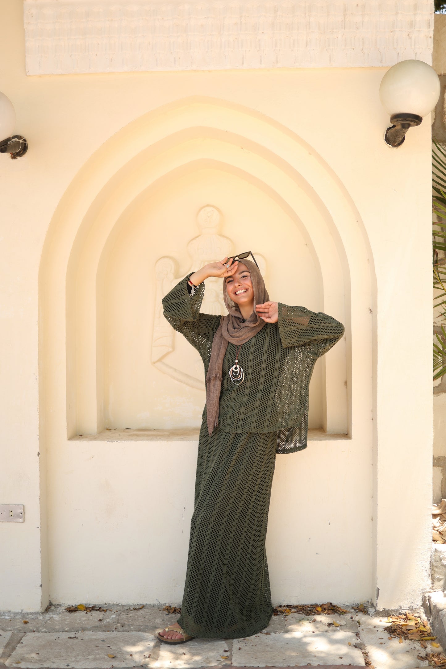 Knittned Skirt Set in Olive