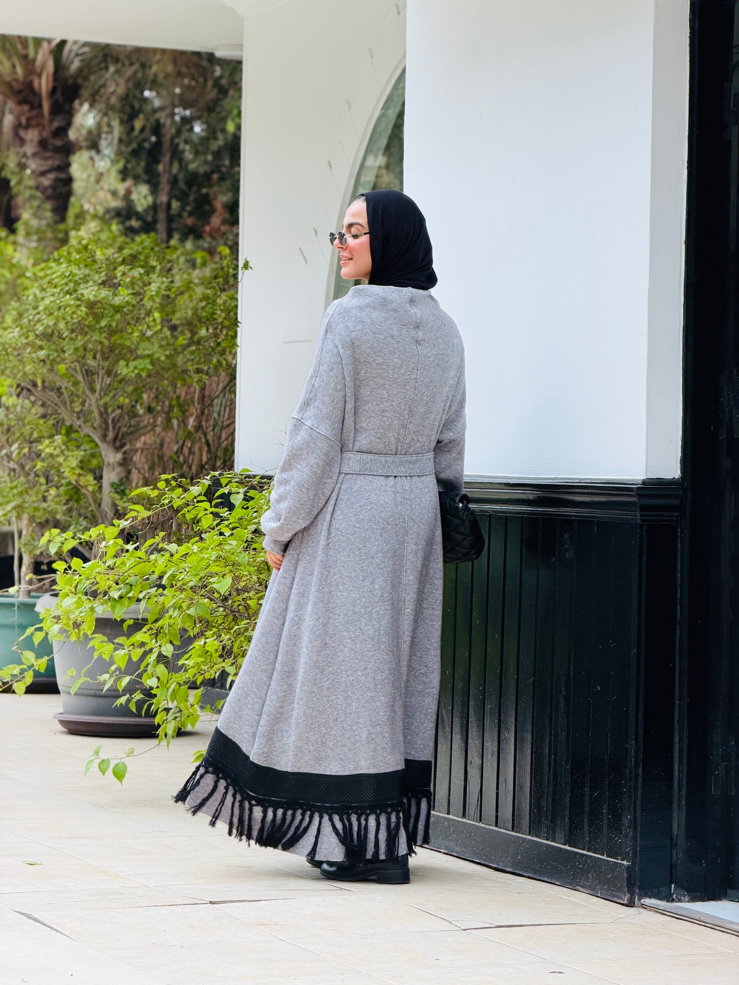 Fringes Soft Wool Dress in Grey