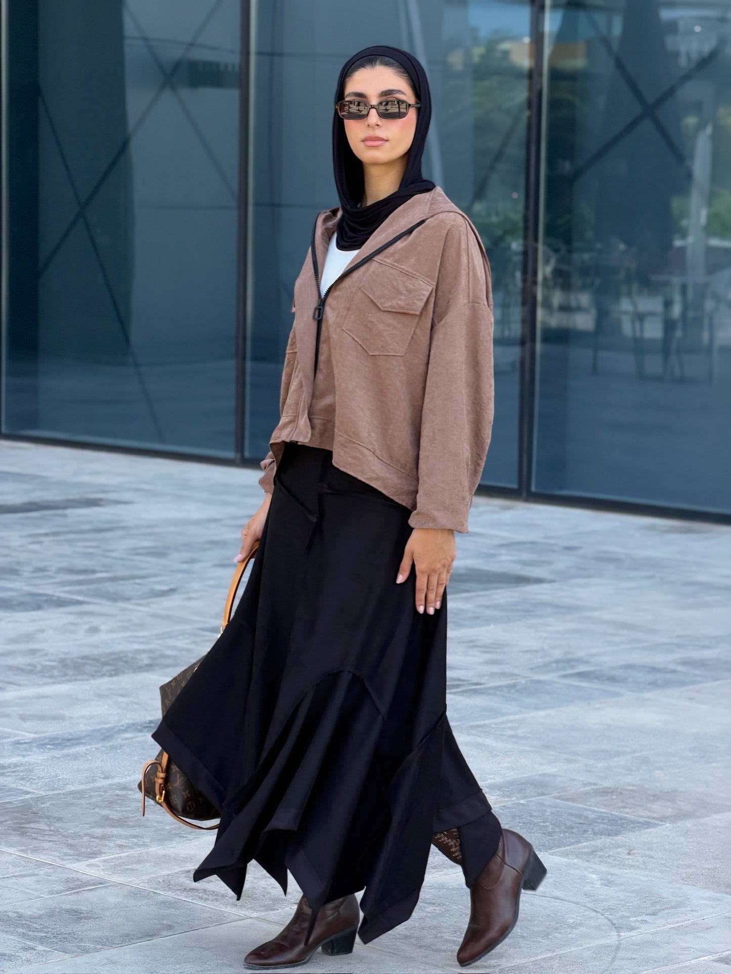 Asymmetrical Suede Skirt in Black (pre-order)