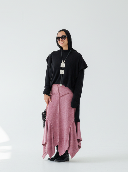 Asymmetrical Wool Skirt in Cashmere