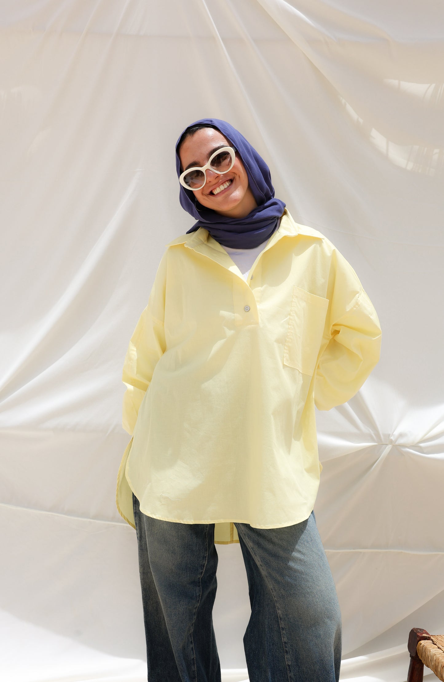 The Popover Popline Shirt in Butter Yellow