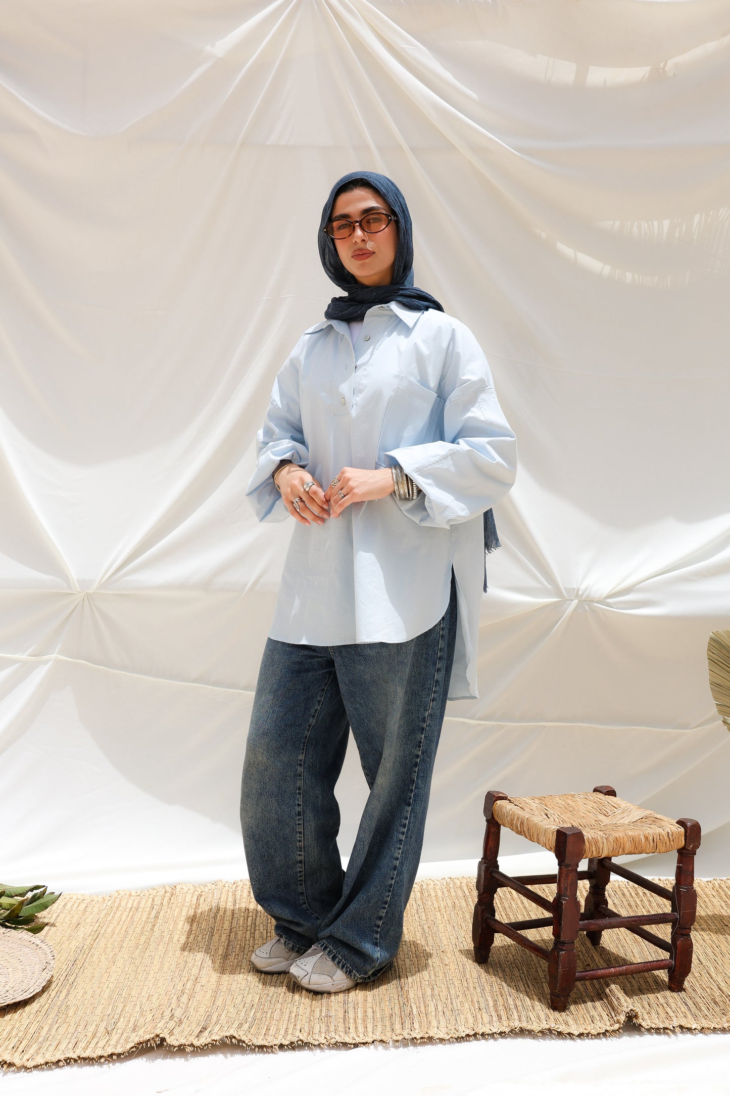 The Popover Popline Shirt in Baby Blue