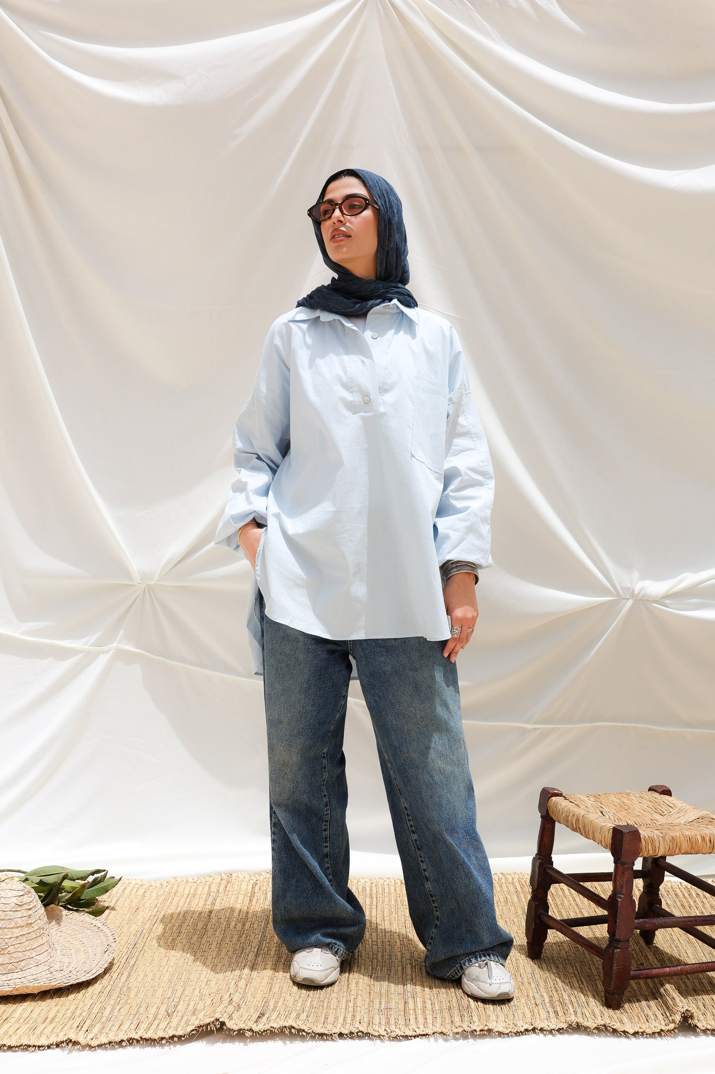 The Popover Popline Shirt in Baby Blue