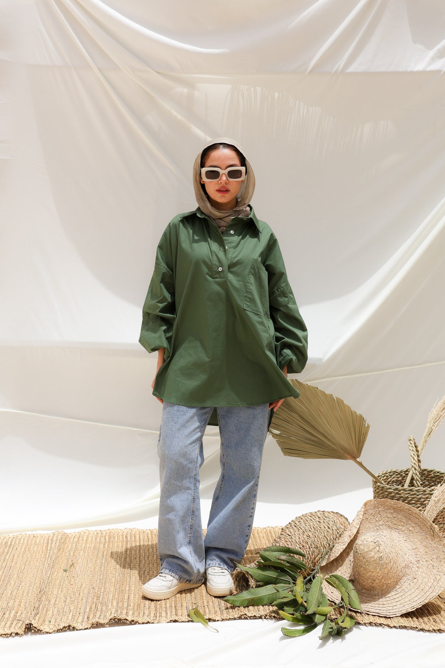 The Popover Popline Shirt in Olive