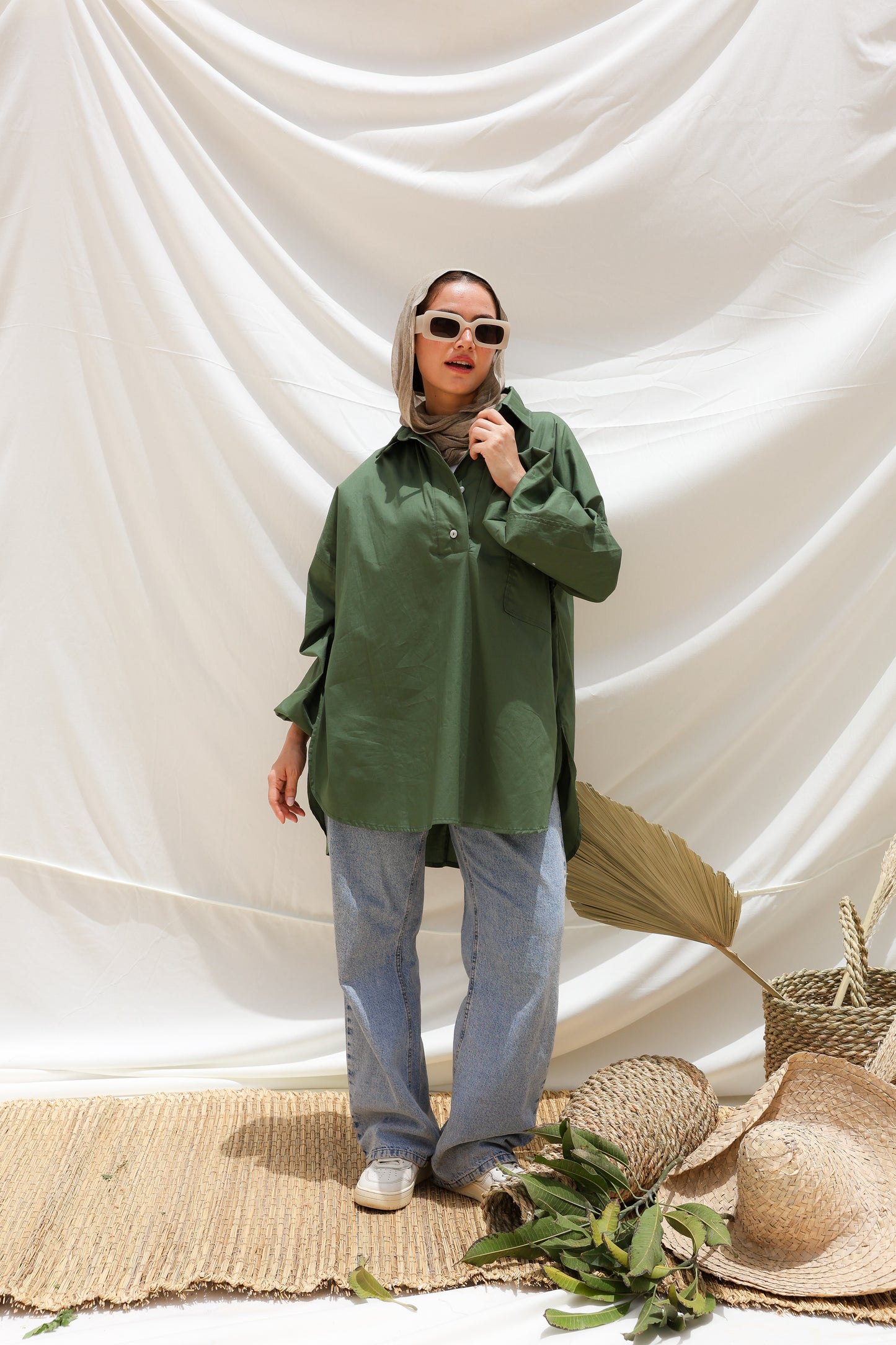The Popover Popline Shirt in Olive