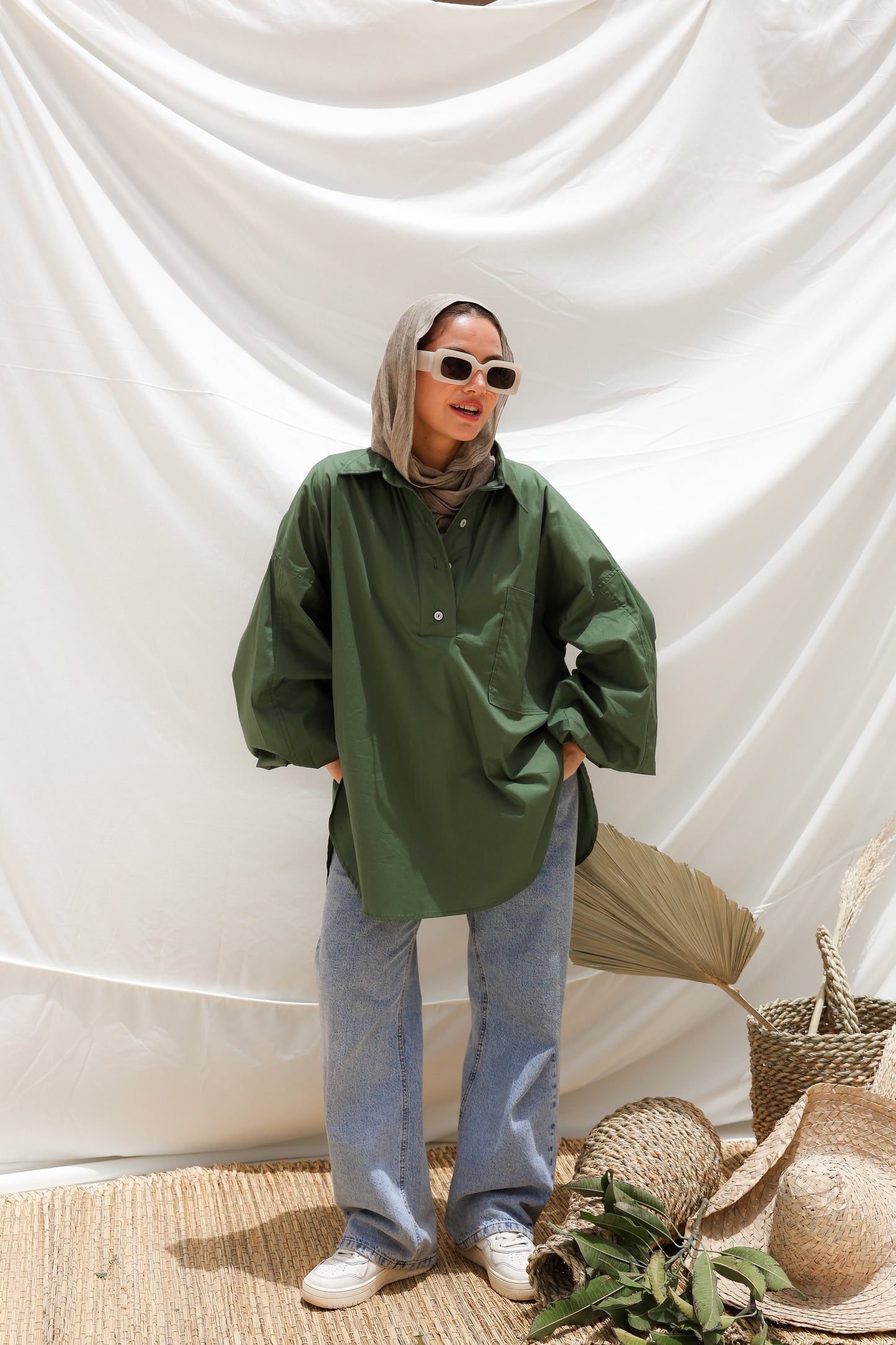 The Popover Popline Shirt in Olive