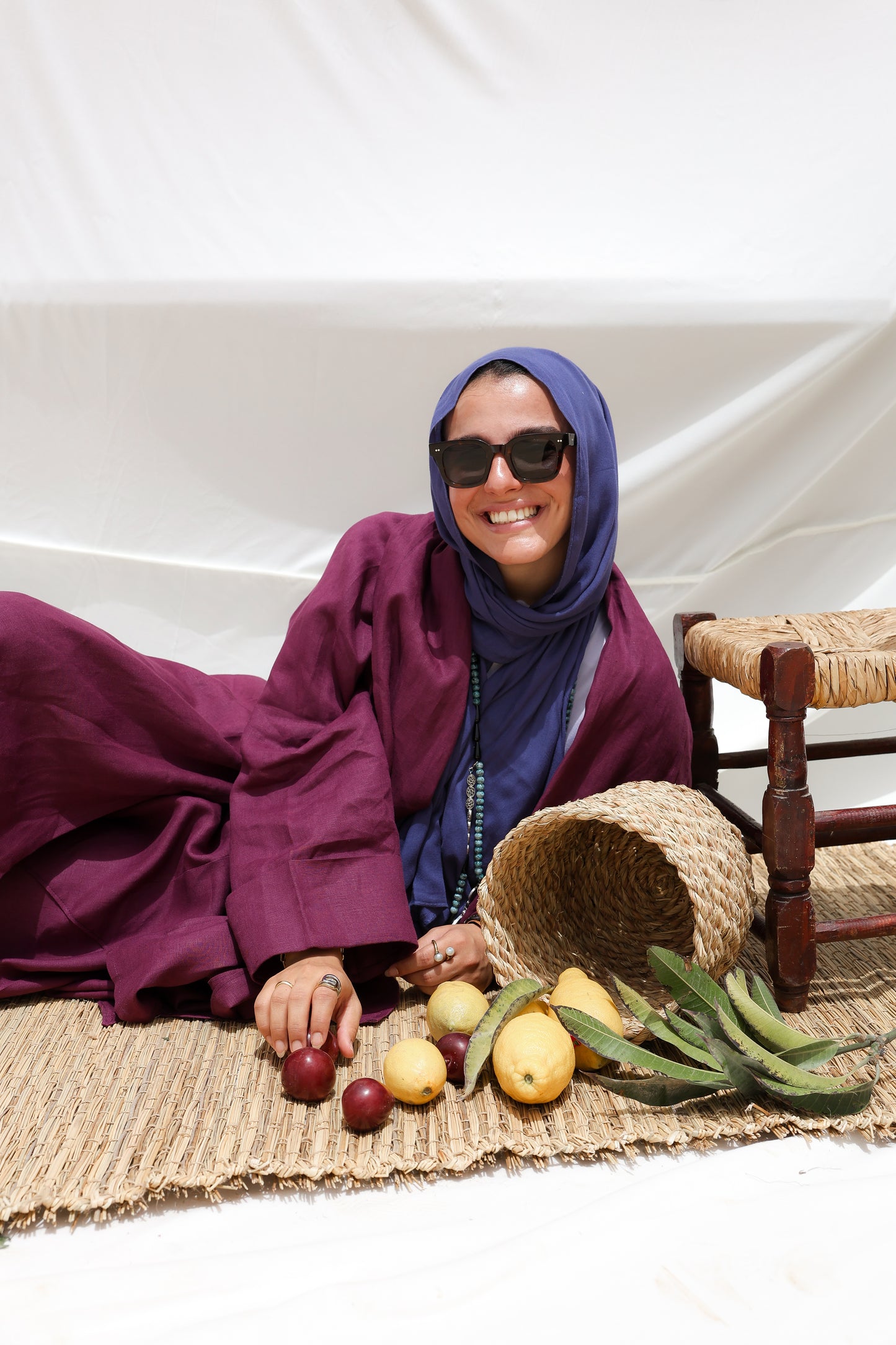 The Flow Co-ord Linen (Cardigan) in Mulberry