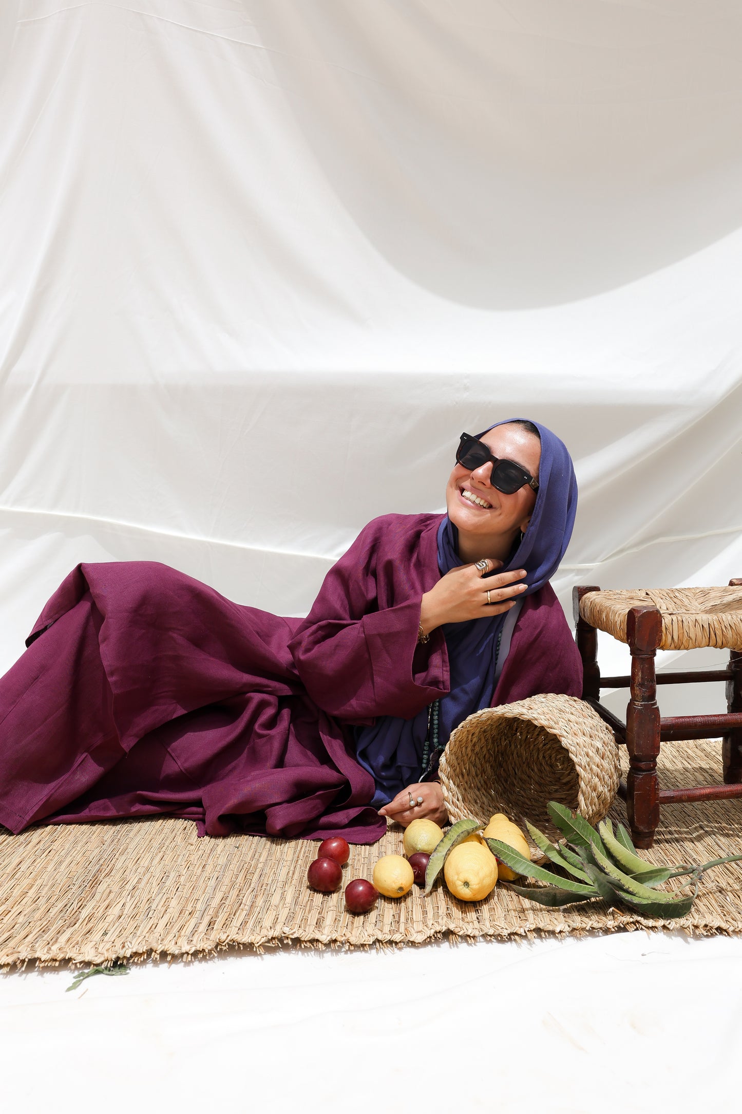 The Flow Co-ord Linen (Cardigan) in Mulberry