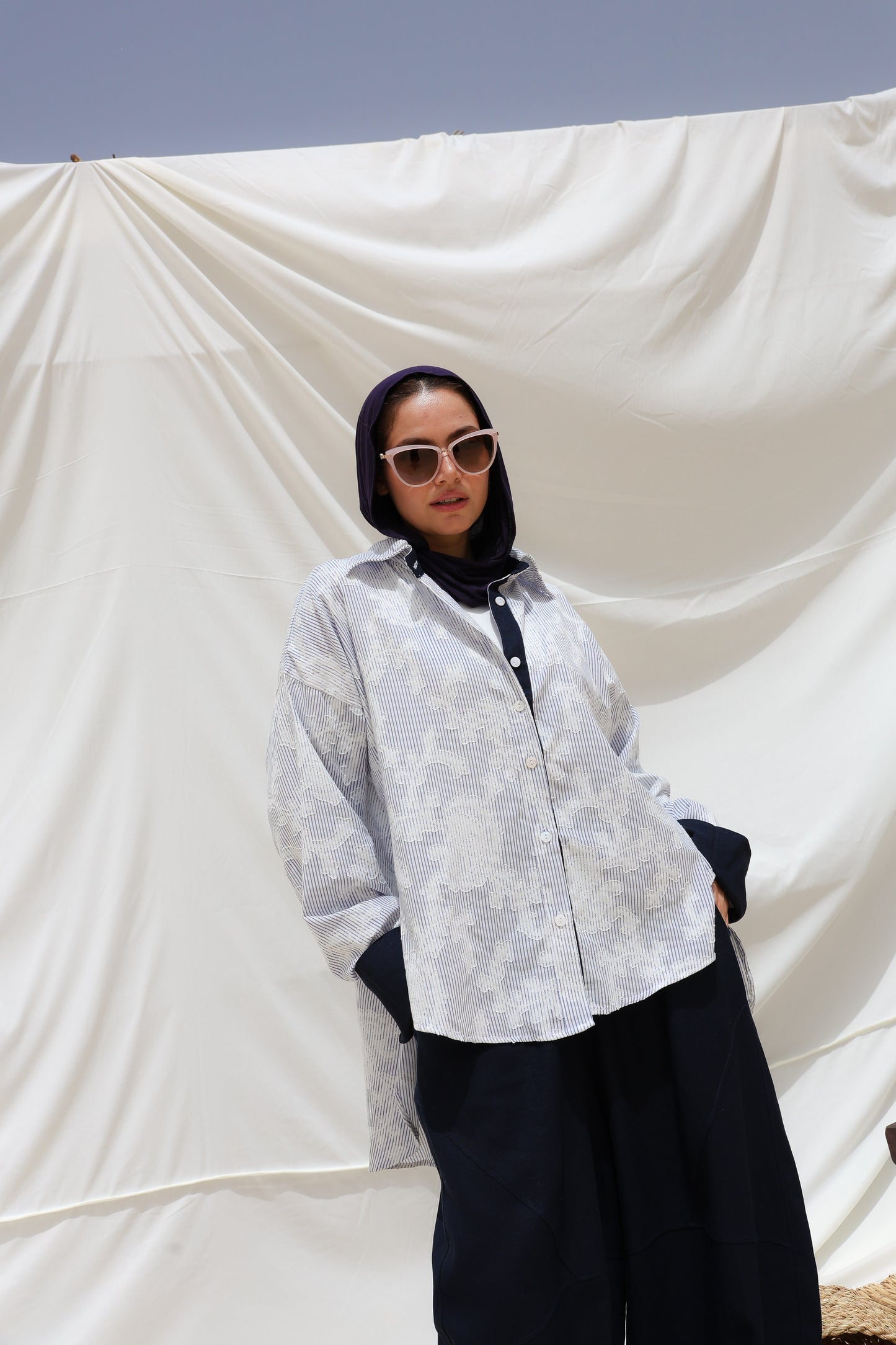 Cloud Stripes Embroidered Shirt