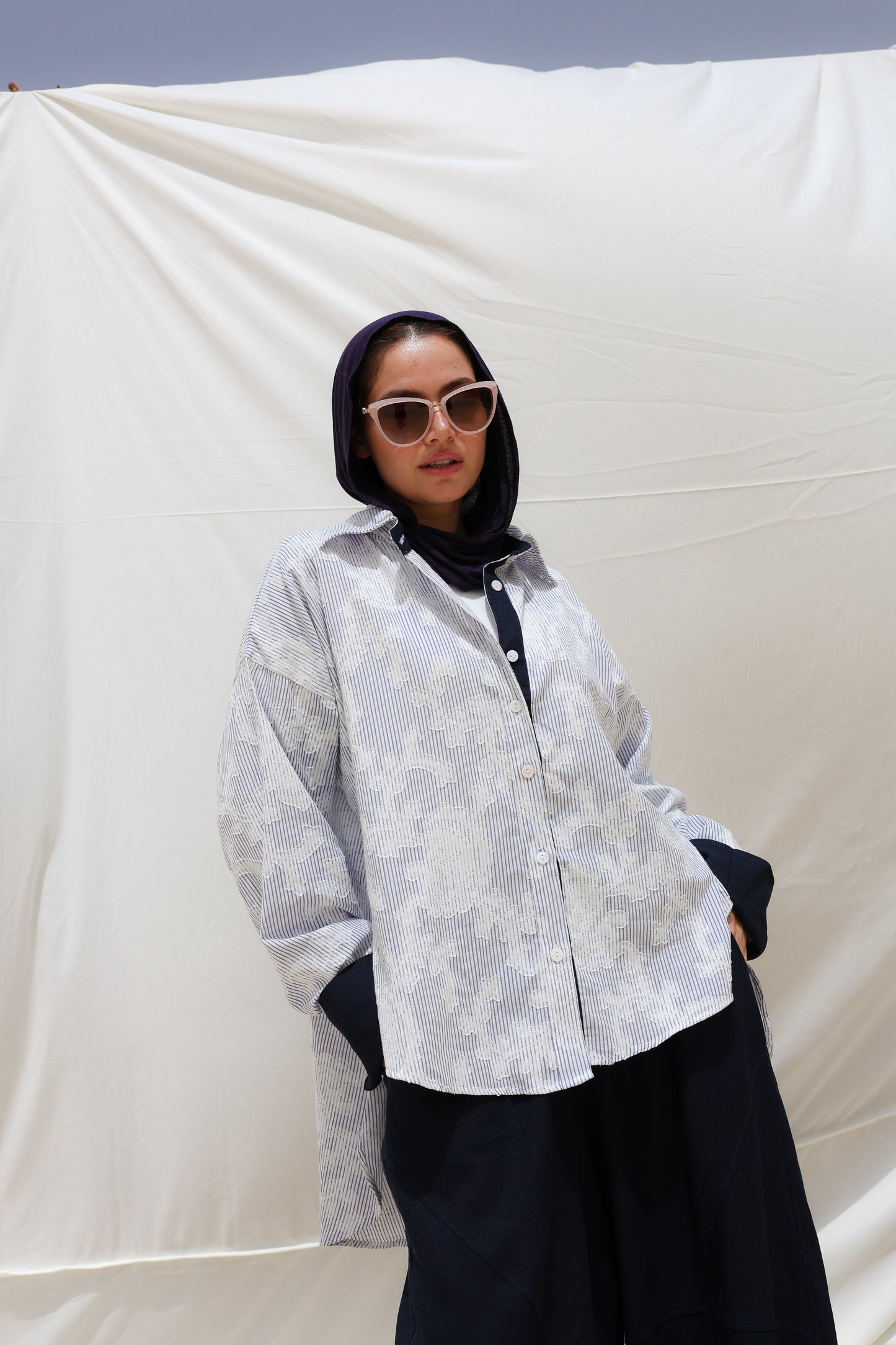 Cloud Stripes Embroidered Shirt