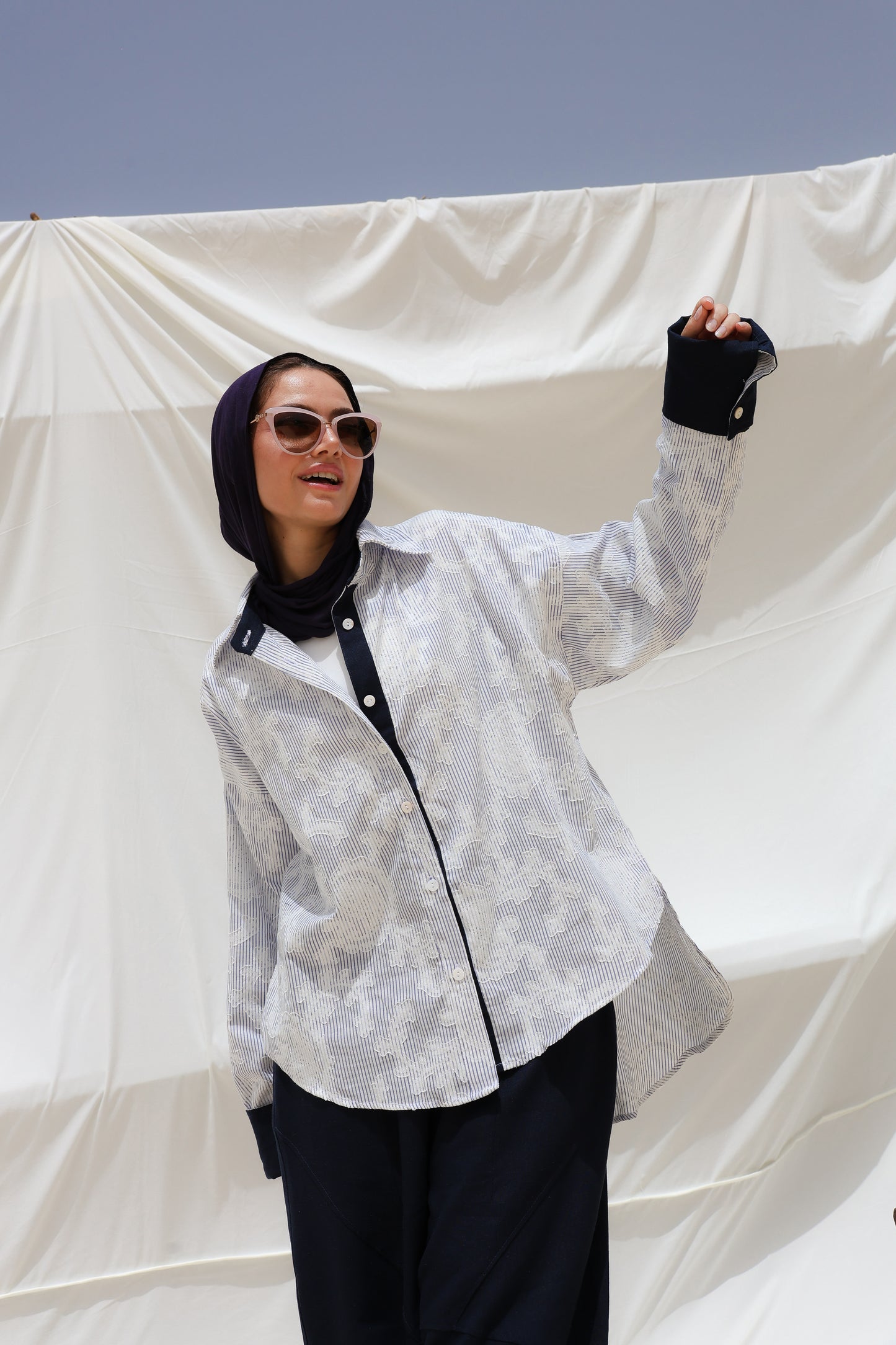 Cloud Stripes Embroidered Shirt