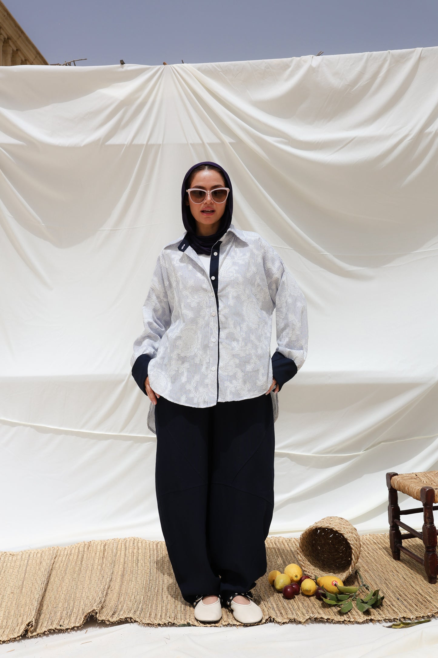 Cloud Stripes Embroidered Shirt