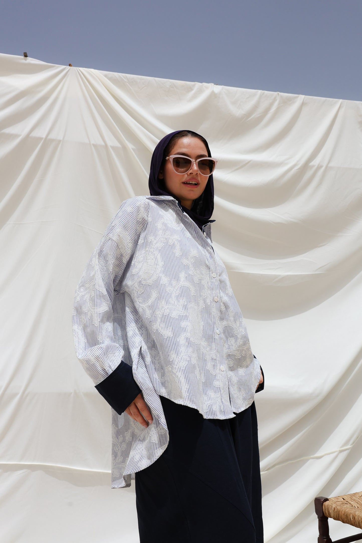 Cloud Stripes Embroidered Shirt