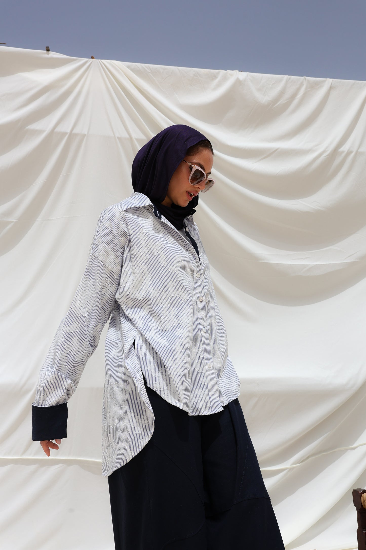 Cloud Stripes Embroidered Shirt