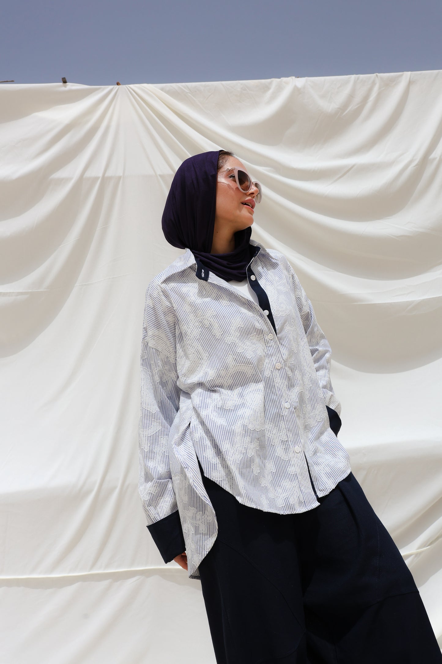 Cloud Stripes Embroidered Shirt
