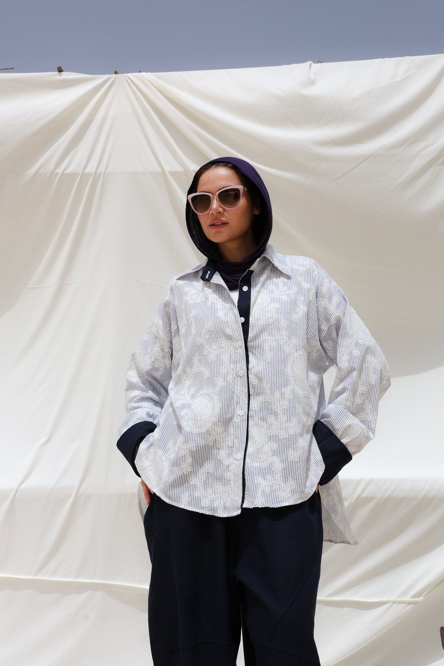 Cloud Stripes Embroidered Shirt