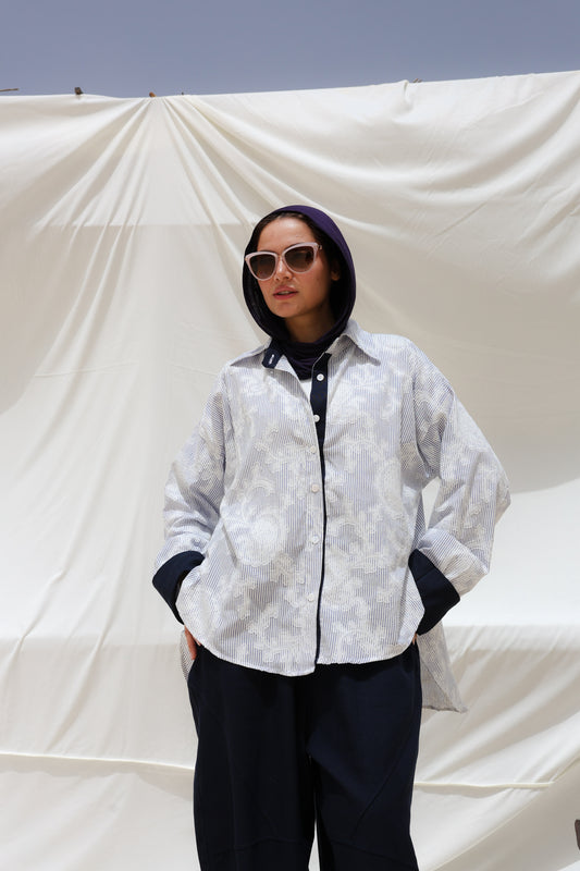 Cloud Stripes Embroidered Shirt
