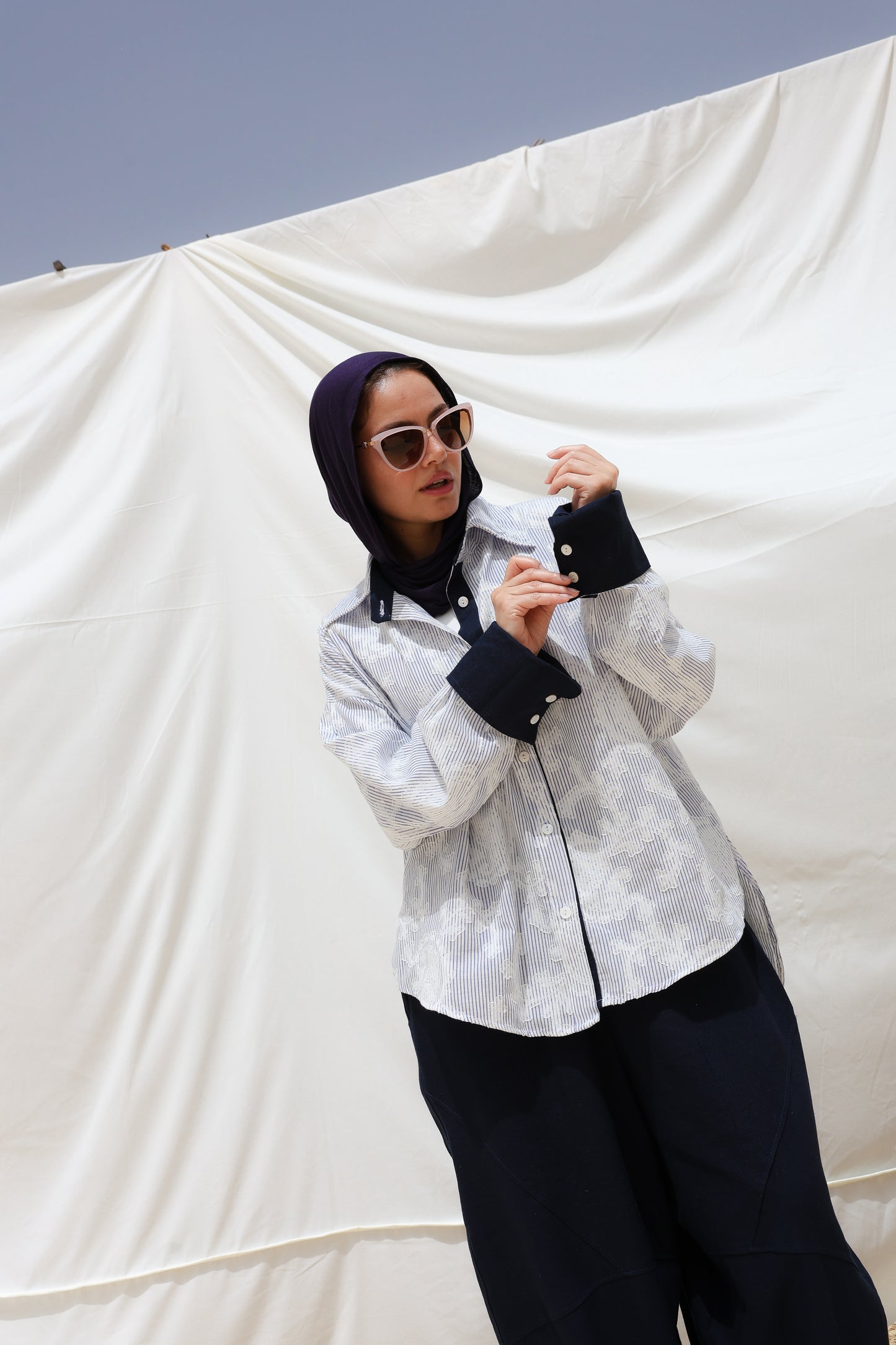 Cloud Stripes Embroidered Shirt